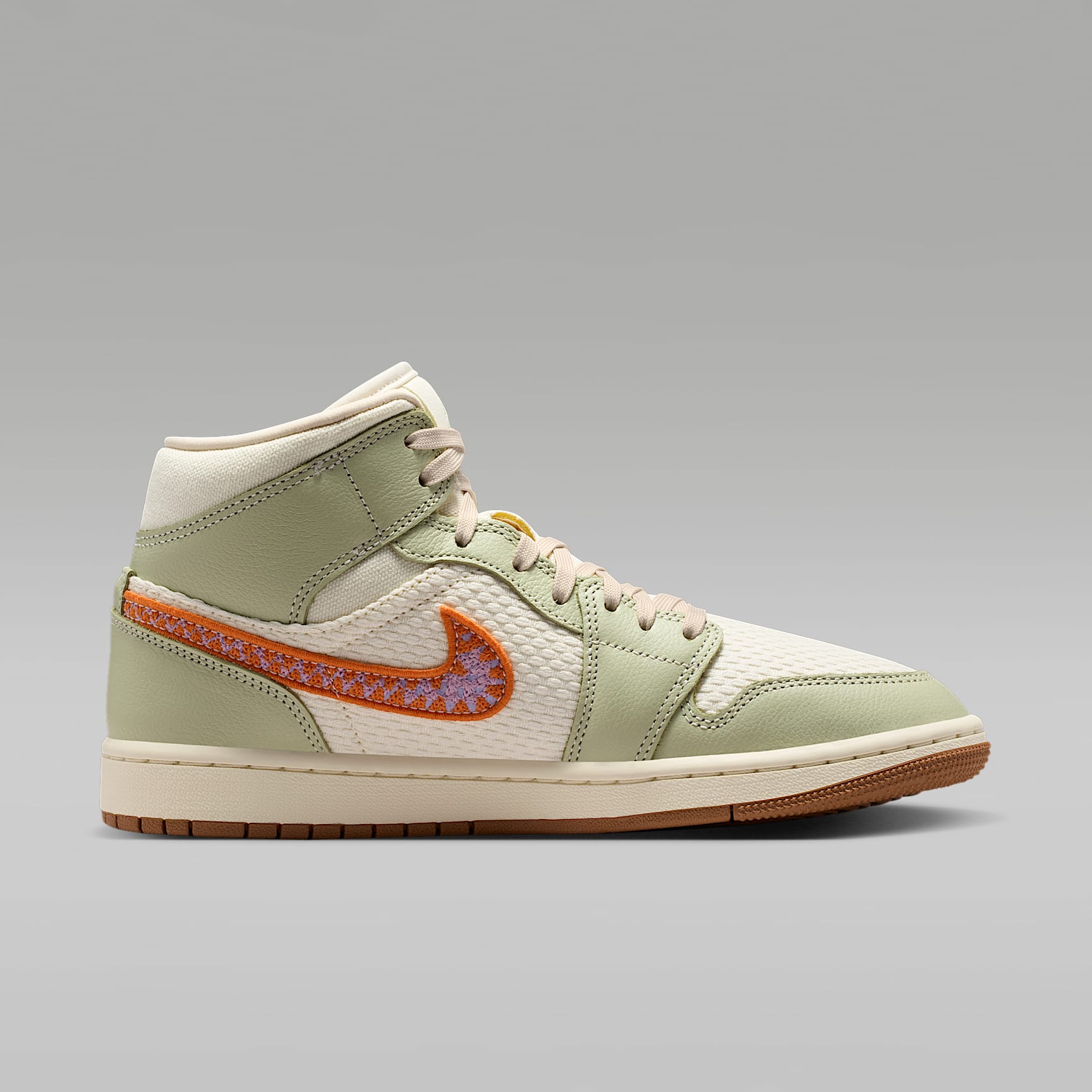 Air Jordan 1 Mid SE Schuh (Damen) – Olive Aura/Lawn/University Blue/Pearl White