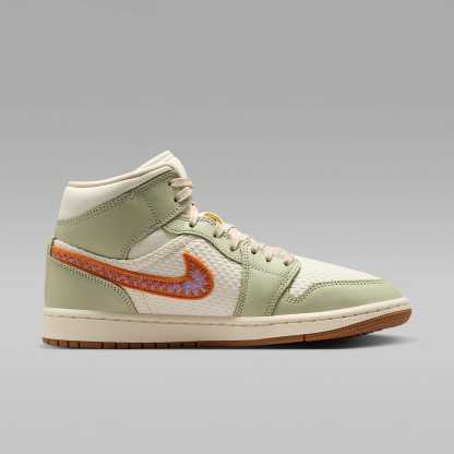 Air Jordan 1 Mid SE Schuh (Damen) – Olive Aura/Lawn/University Blue/Pearl White