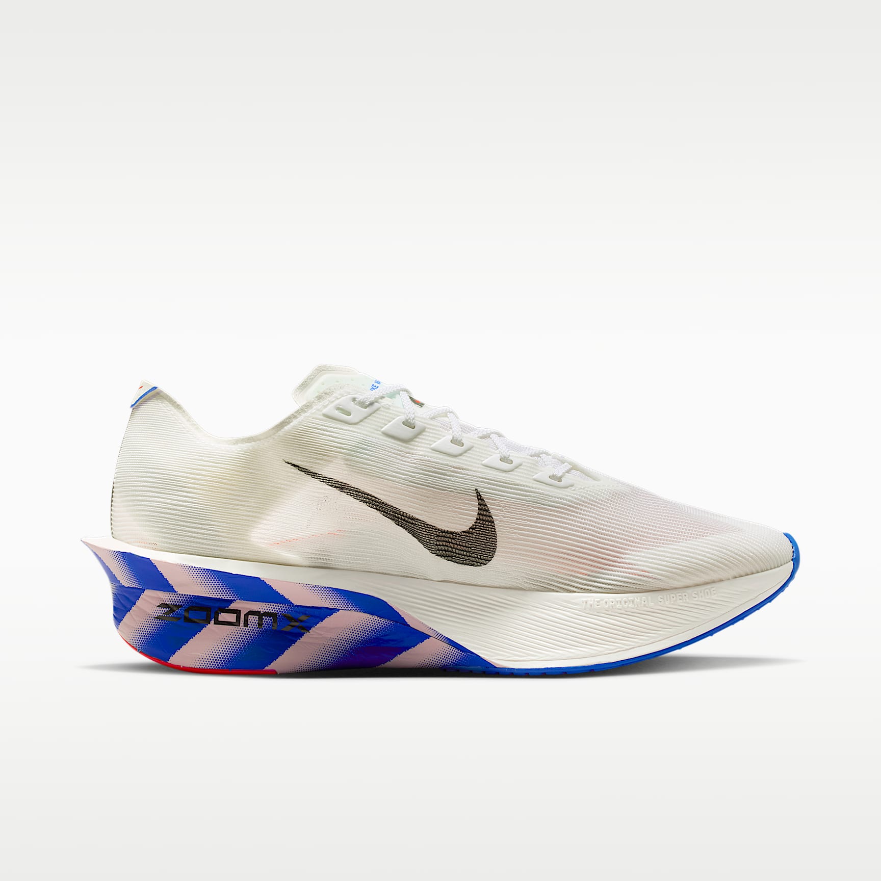 Nike Vaporfly 4 Straßenlaufschuh für Wettkämpfe (Herren) – Weiß/Racer Blue/Silt Red/Schwarz