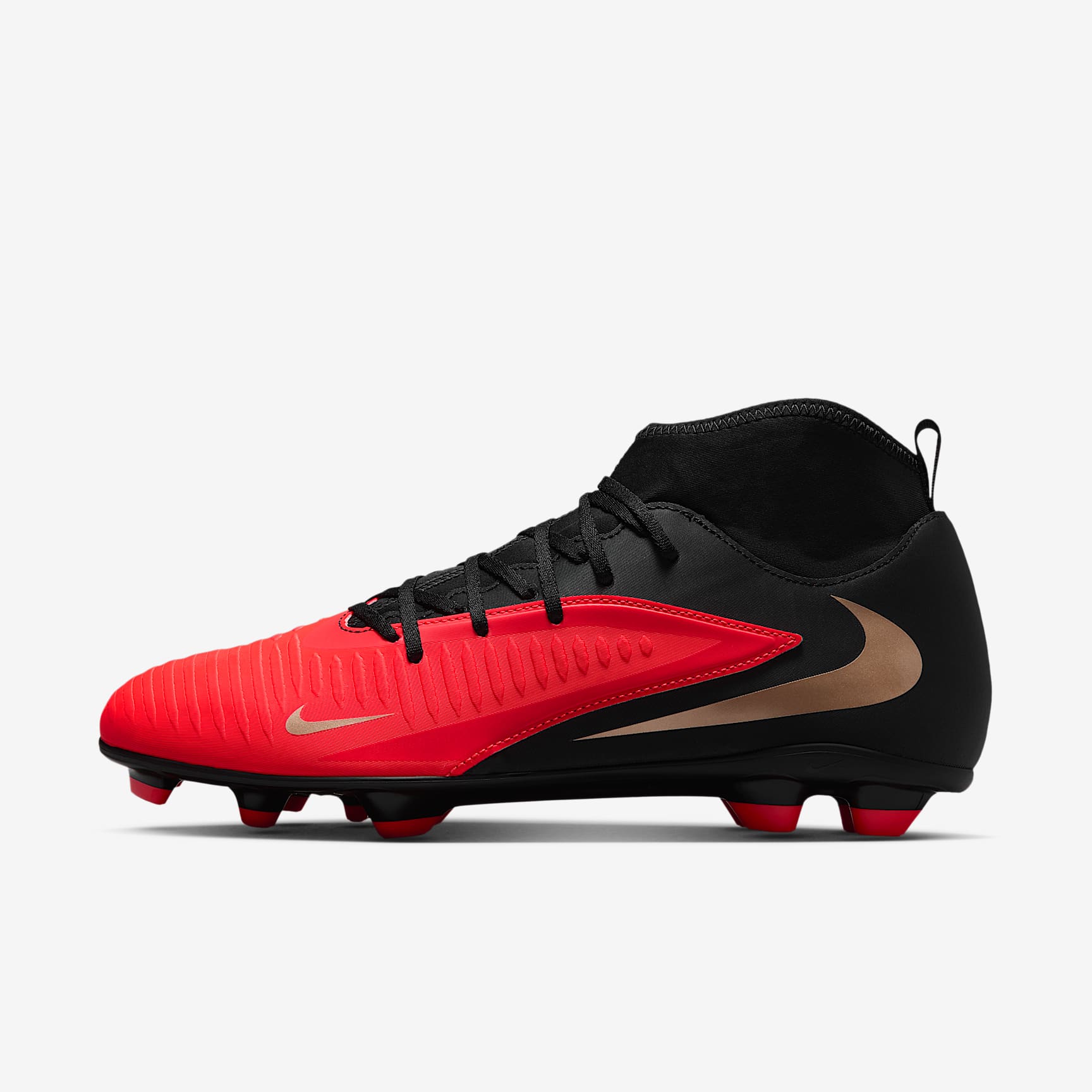 Nike Phantom 6 High Club Fußballschuh für verschiedene Böden – Bright Crimson/Schwarz/Blur