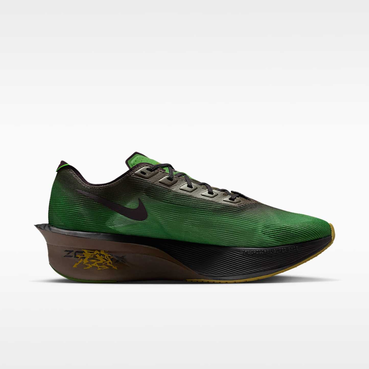 Nike Vaporfly 4 Laufschuh für Straßenwettkämpfe (Herren) – Chlorophyll/Off Noir/Mink Brown/Burgundy Ash