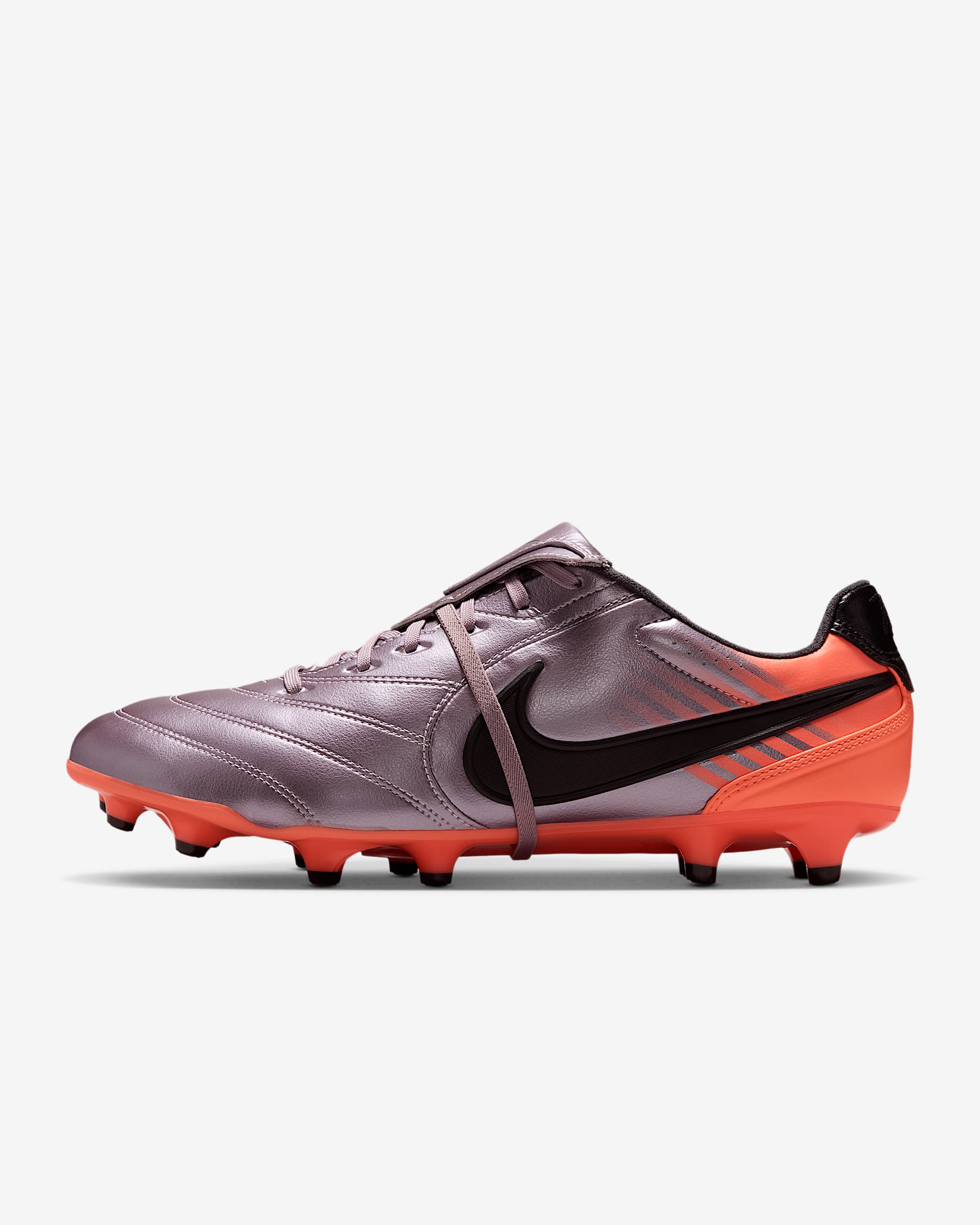 Nike Tiempo Ligera Pro Low-Top-Fußballschuh für normalen Rasen – Bleached Lilac/Total Orange/Schwarz