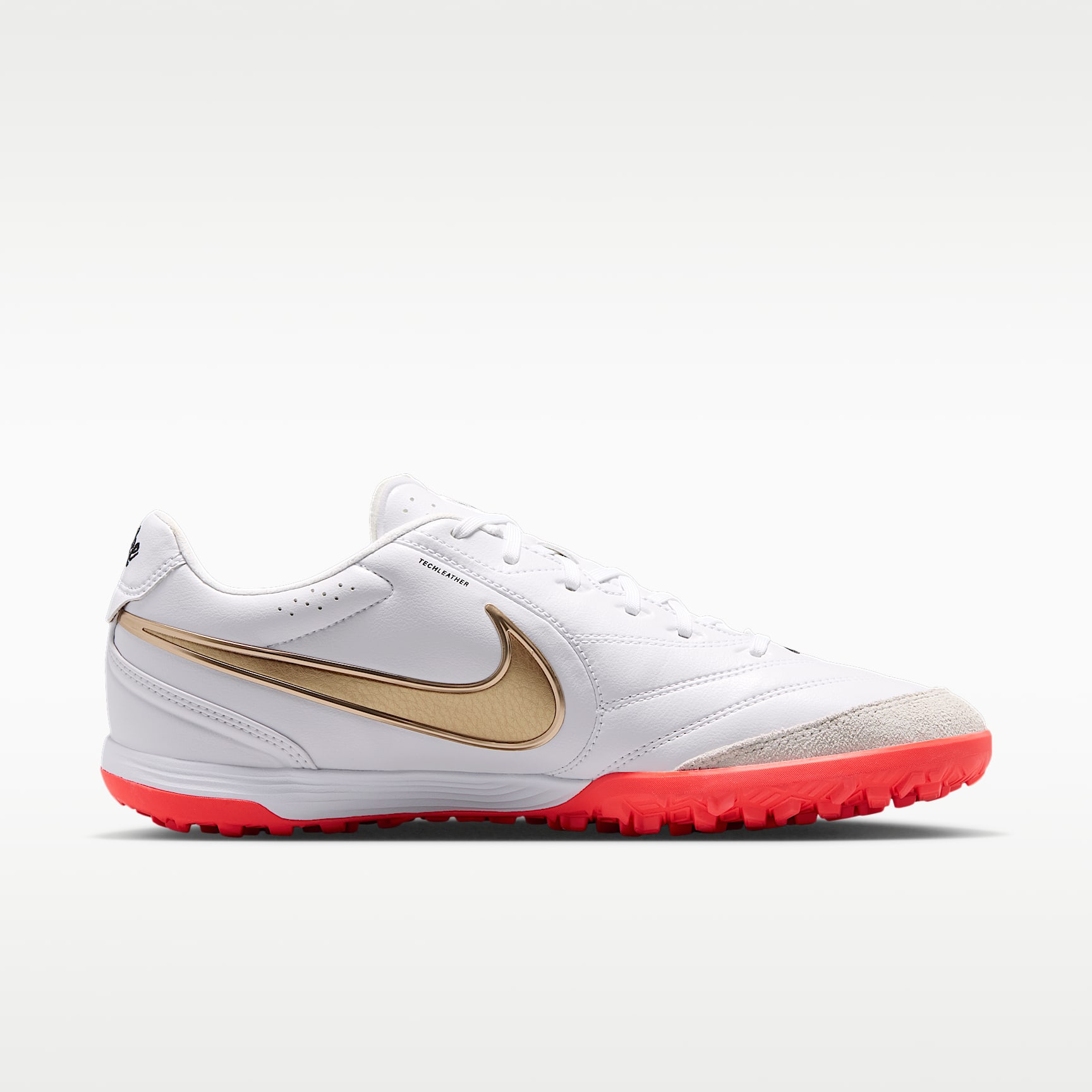 Nike Tiempo Ligera Pro Low-Top-Fußballschuh für Turf – Weiß/Bright Crimson/Blur
