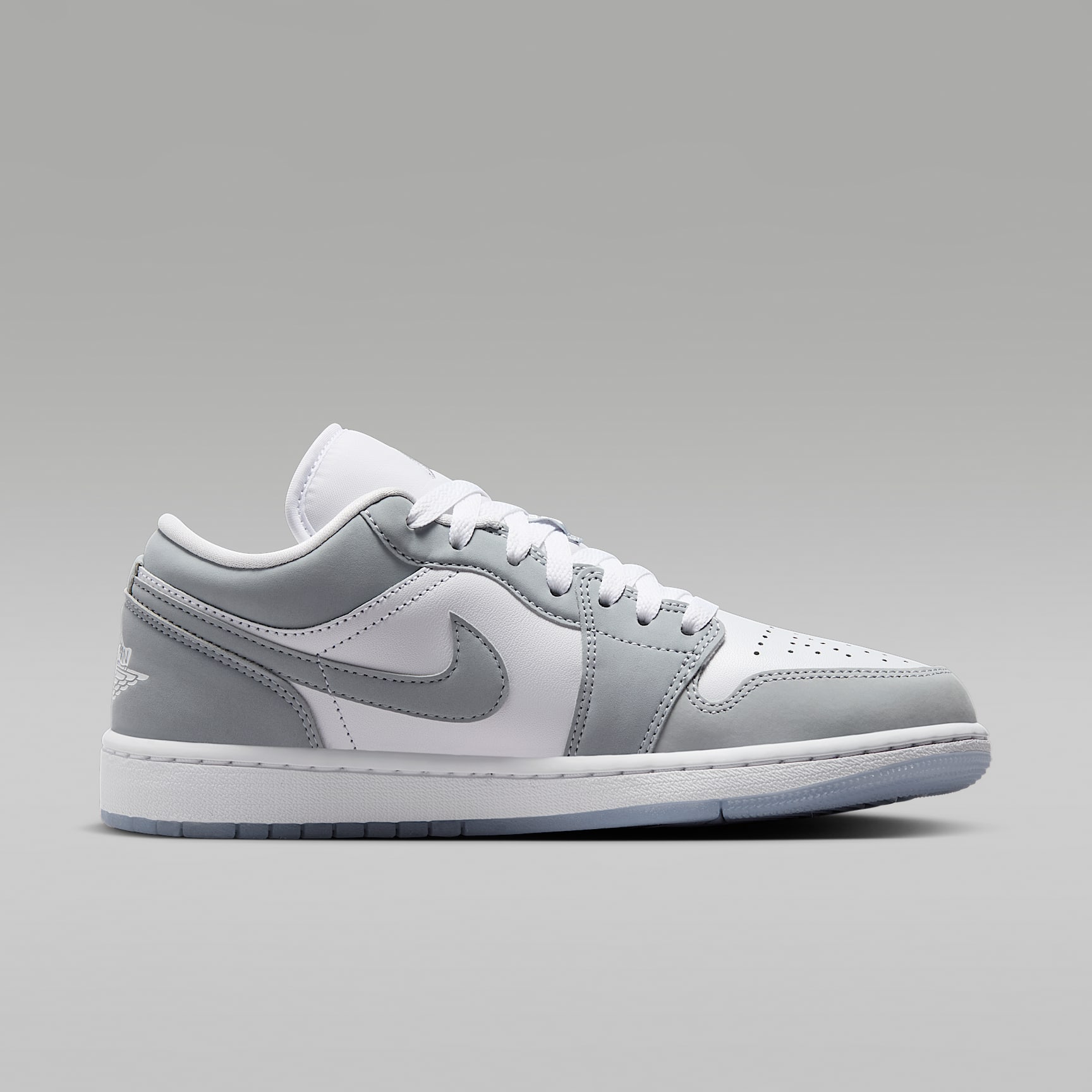Air Jordan 1 Low Damenschuh – Weiß/Aluminum/Wolf Grey