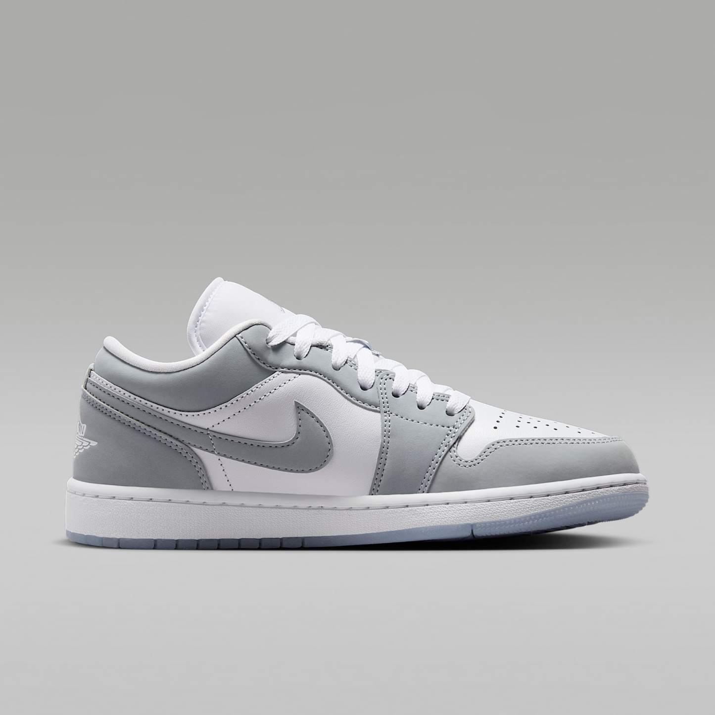 Air Jordan 1 Low Damenschuh – Weiß/Aluminum/Wolf Grey