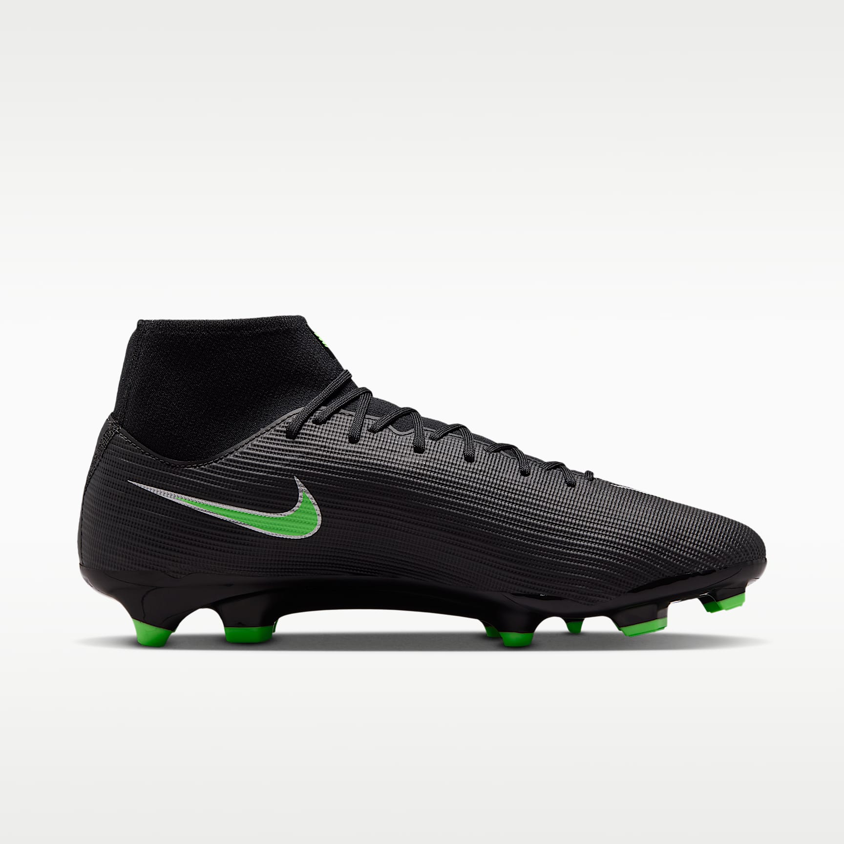 Nike Mercurial Superfly 11 Academy High-Top-Fußballschuh für verschiedene Böden – Schwarz/Schwarz/Illusion Green