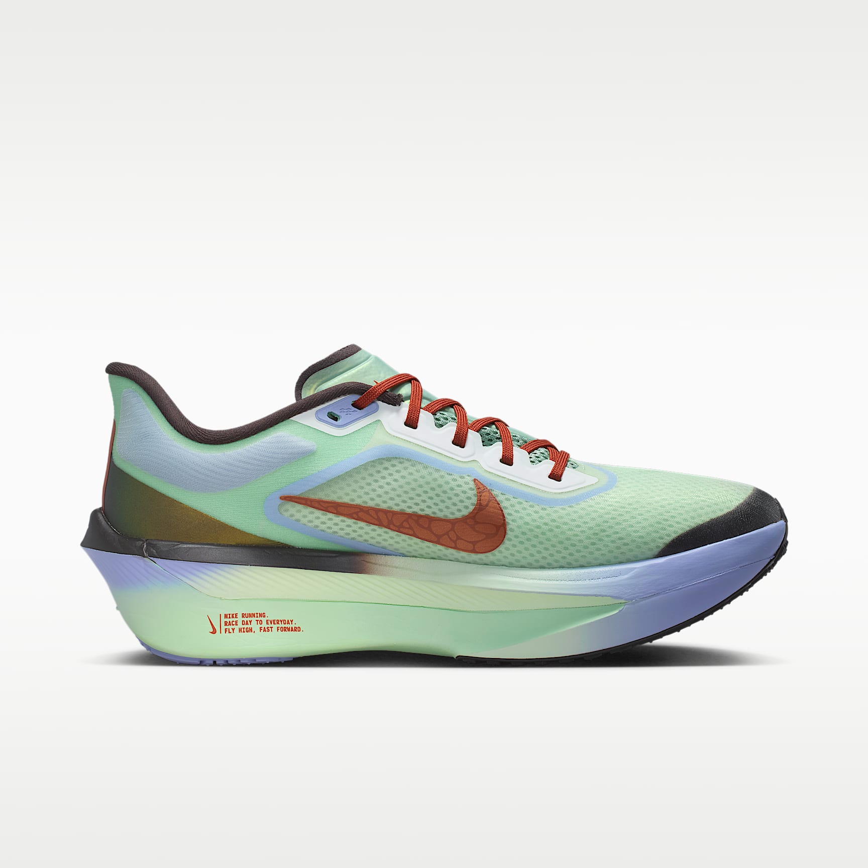 Nike Zoom Fly 6 Straßenlaufschuh für Wettkämpfe (Herren) – Steam/Frosted Spruce/Purple Fade/Rugged Orange