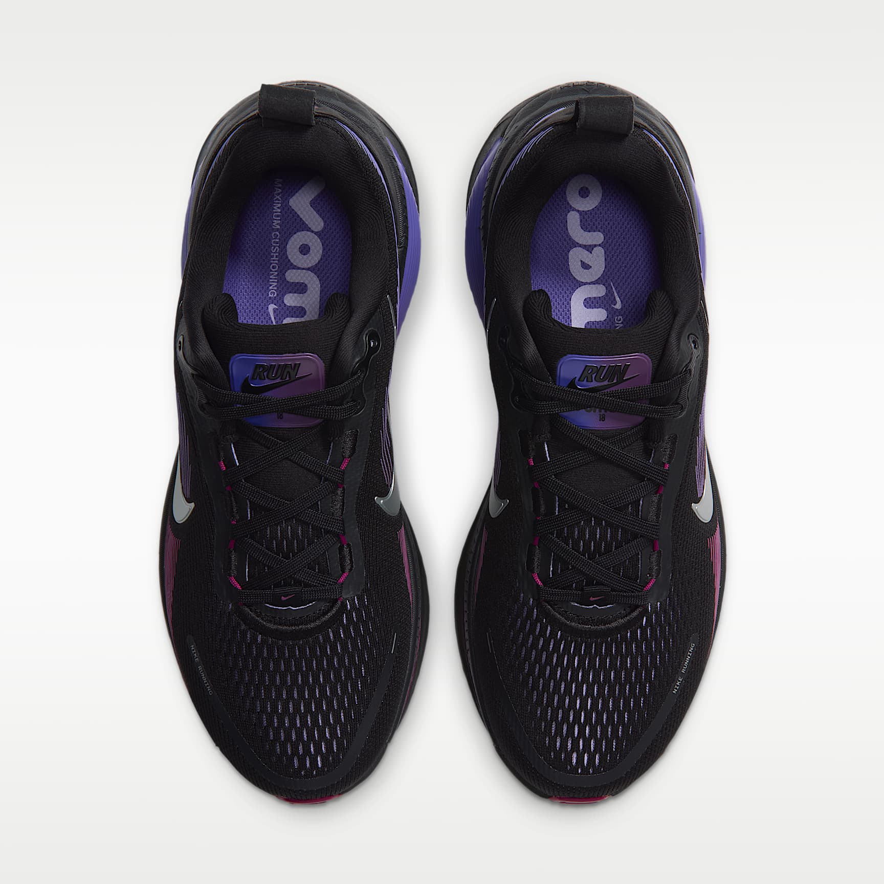 Nike Vomero 18 Straßenlaufschuh (Damen) – Schwarz/Persian Violet/True Berry/Metallic Silver