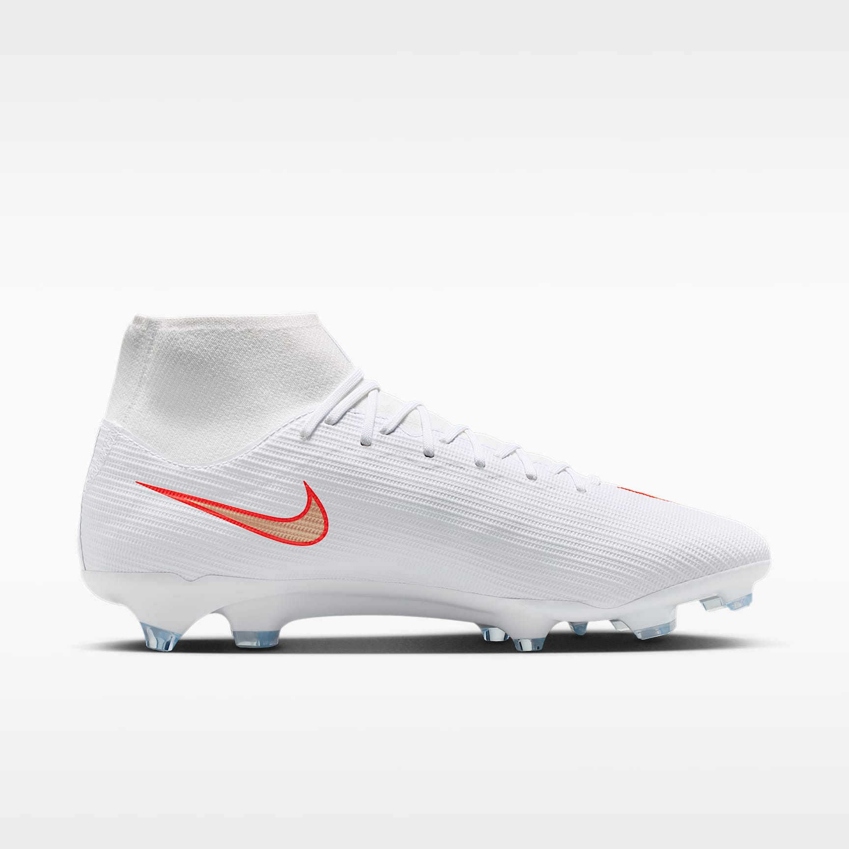 Nike Mercurial Superfly 11 Academy High-Top-Fußballschuh für verschiedene Böden – Weiß/Bright Crimson/Blur