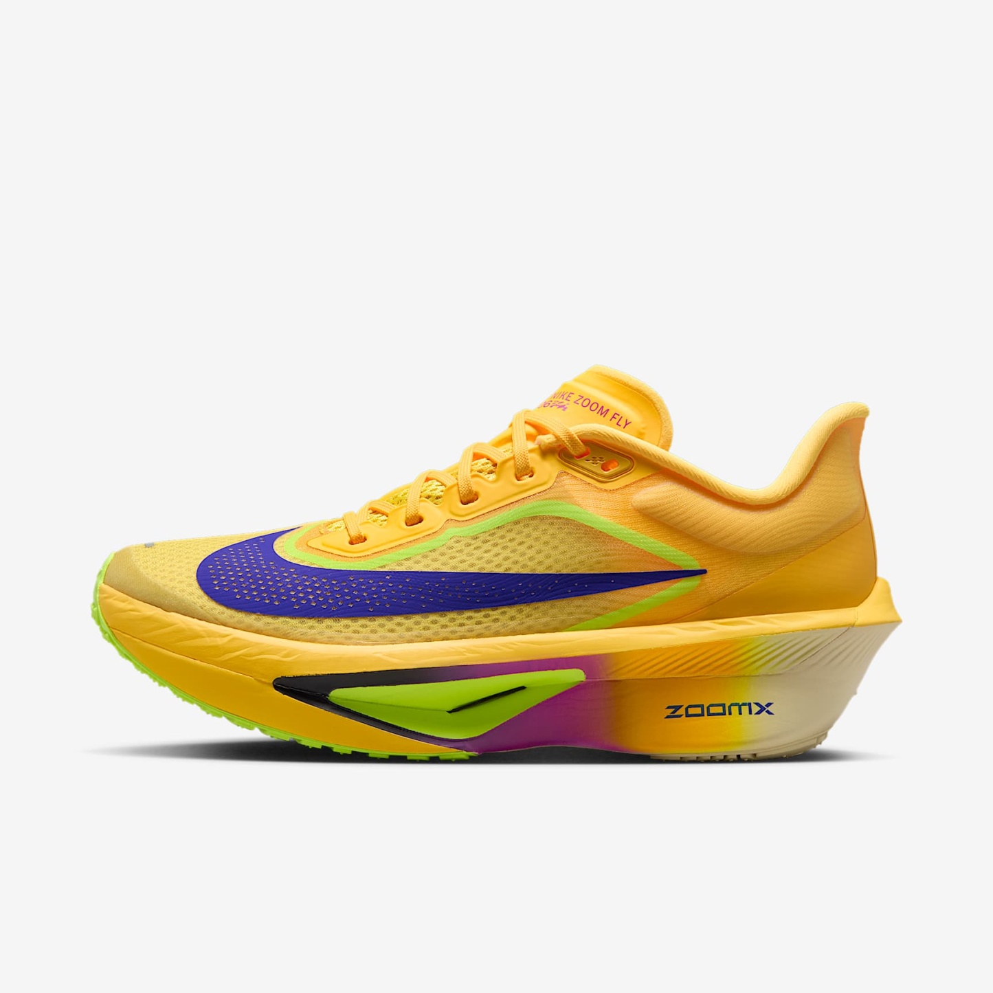 Nike Zoom Fly 6 Straßenlaufschuh für Wettkämpfe (Damen) – Citron Pulse/Volt Ice/Hyper Violet/Indigo Burst