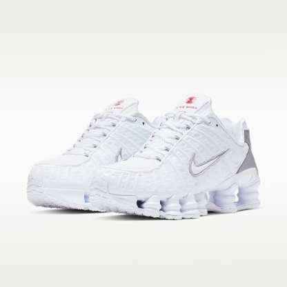 Nike Shox TL Schuh (Damen) – Weiß/Metallic Silver/Max Orange/Weiß