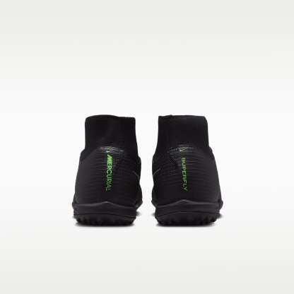 Nike Mercurial Superfly 11 Academy High-Top-Fußballschuh für Turf – Schwarz/Schwarz/Illusion Green
