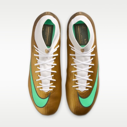 Nike Mercurial Superfly 11 Academy „Kylian Mbappé“ High-Top-Fußballschuh für verschiedene Böden – Metallic Gold/Green Glow
