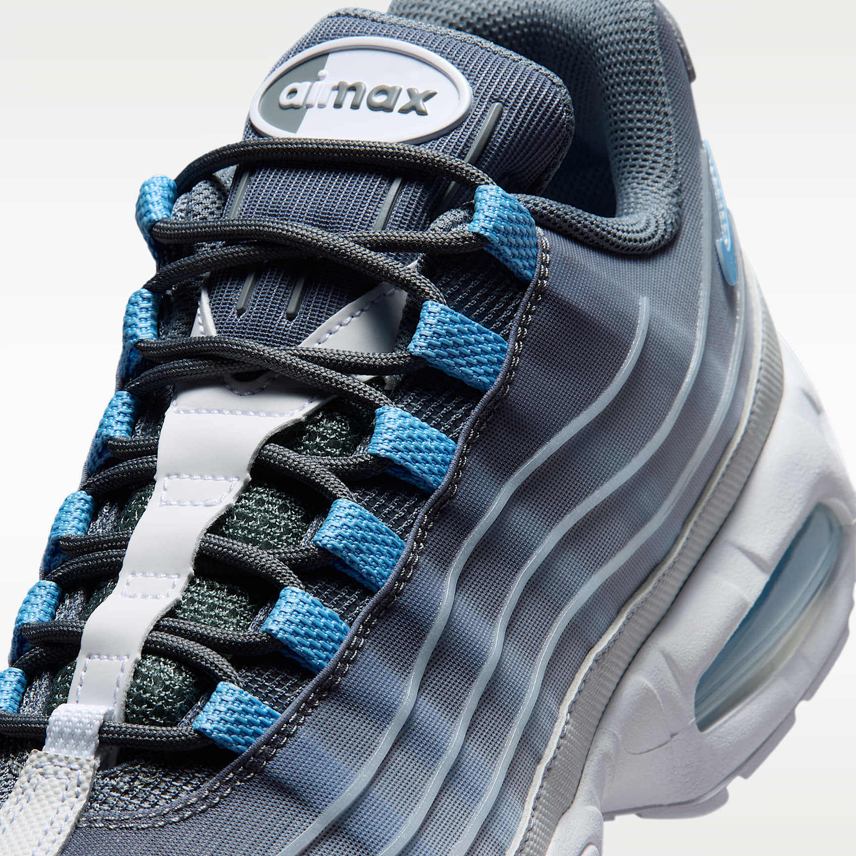 Nike Air Max 95 Big Bubble Tech Schuh (Herren) – Smoke Grey/Weiß/Schwarz/Football Blue