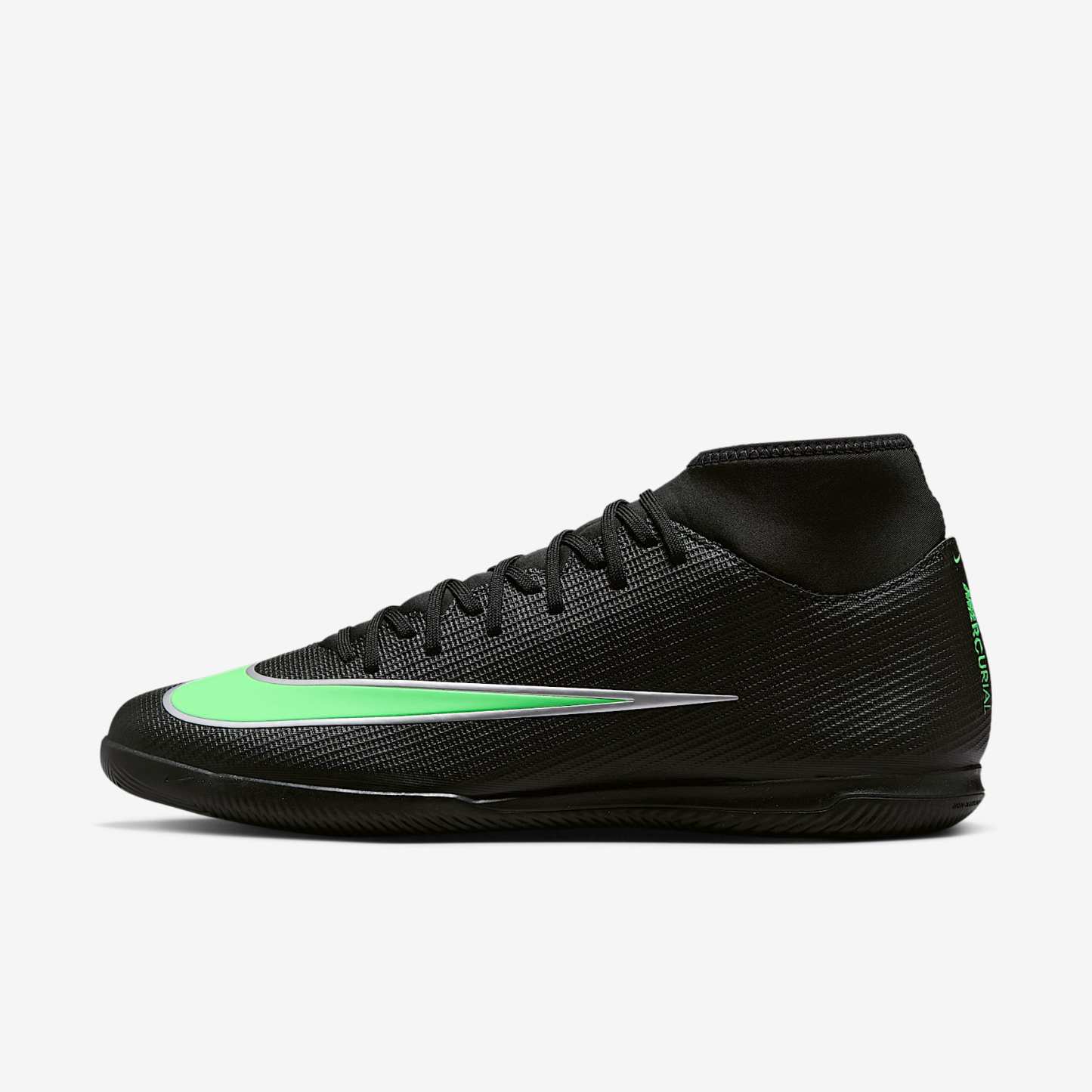 Nike Mercurial Superfly 11 Club High-Top-Fußballschuh für Hallen- und Hartplätze – Schwarz/Schwarz/Illusion Green