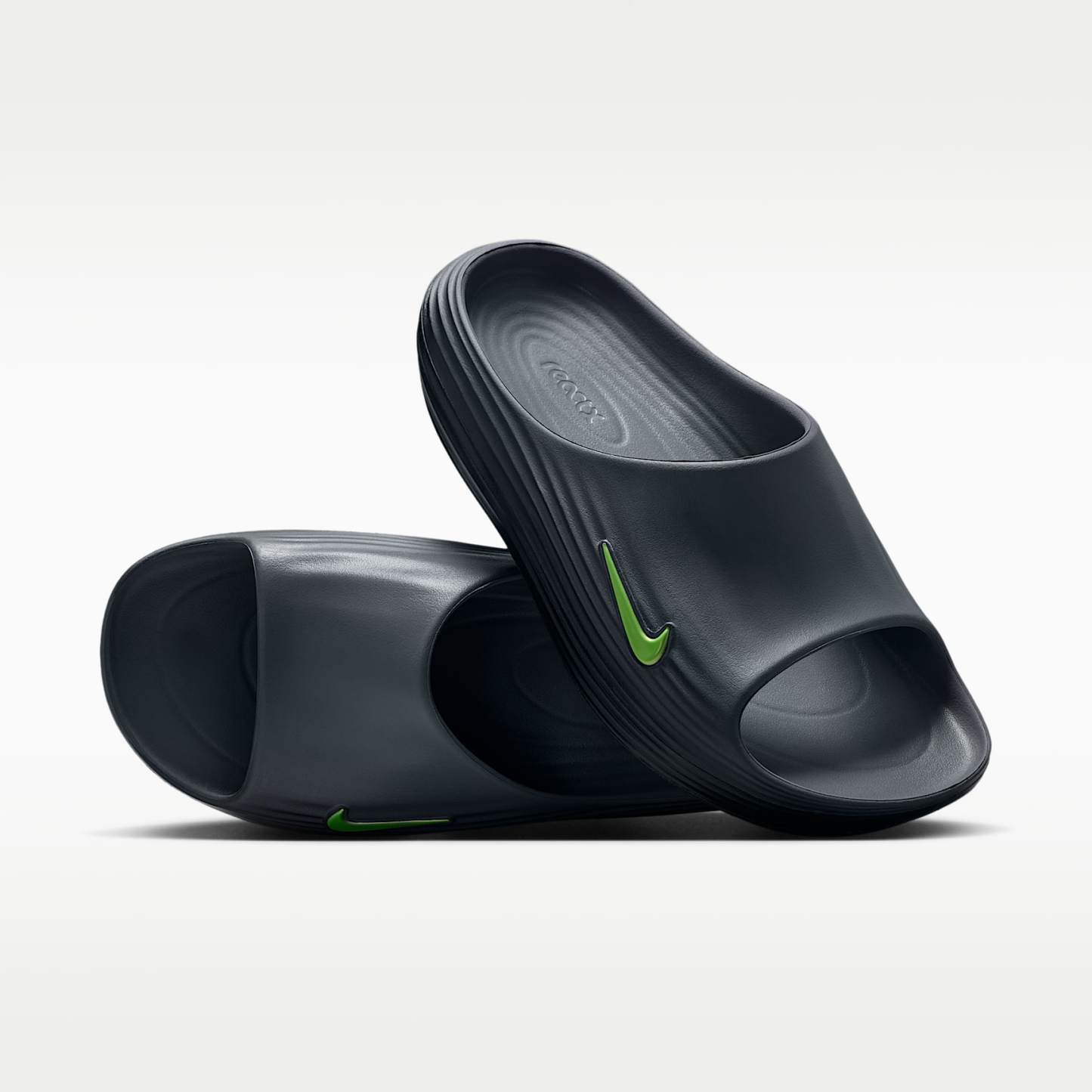 Nike ReactX Rejuven8 Slides (Herren) – Cool Grey/Schwarz/Volt