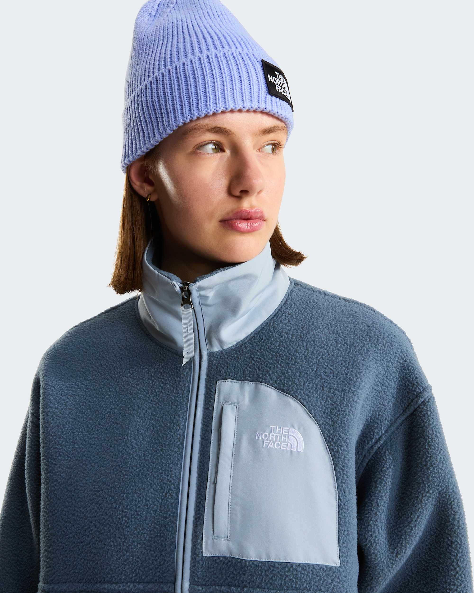 Yumiori Off-Peak Fleecejacke mit durchgehendem RV für Damen – Granite Grey-Frost Grey