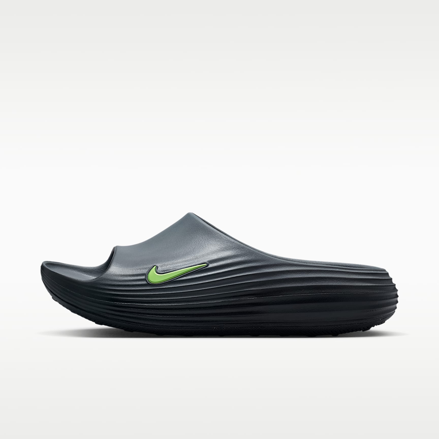 Nike ReactX Rejuven8 Slides (Herren) – Cool Grey/Schwarz/Volt