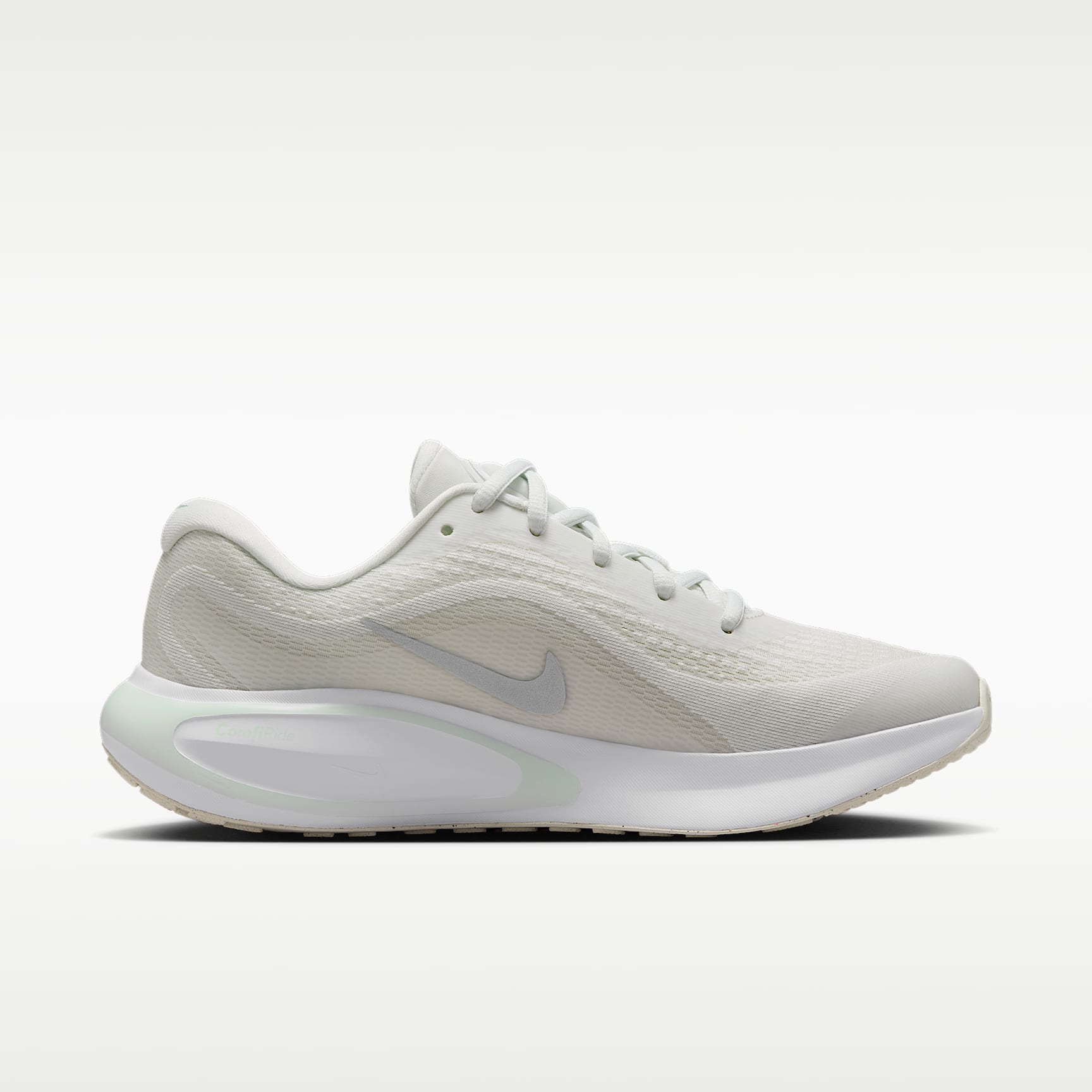 Nike Journey Run Straßenlaufschuh für Damen – Summit White/Barely Green/Weiß/Metallic Silver