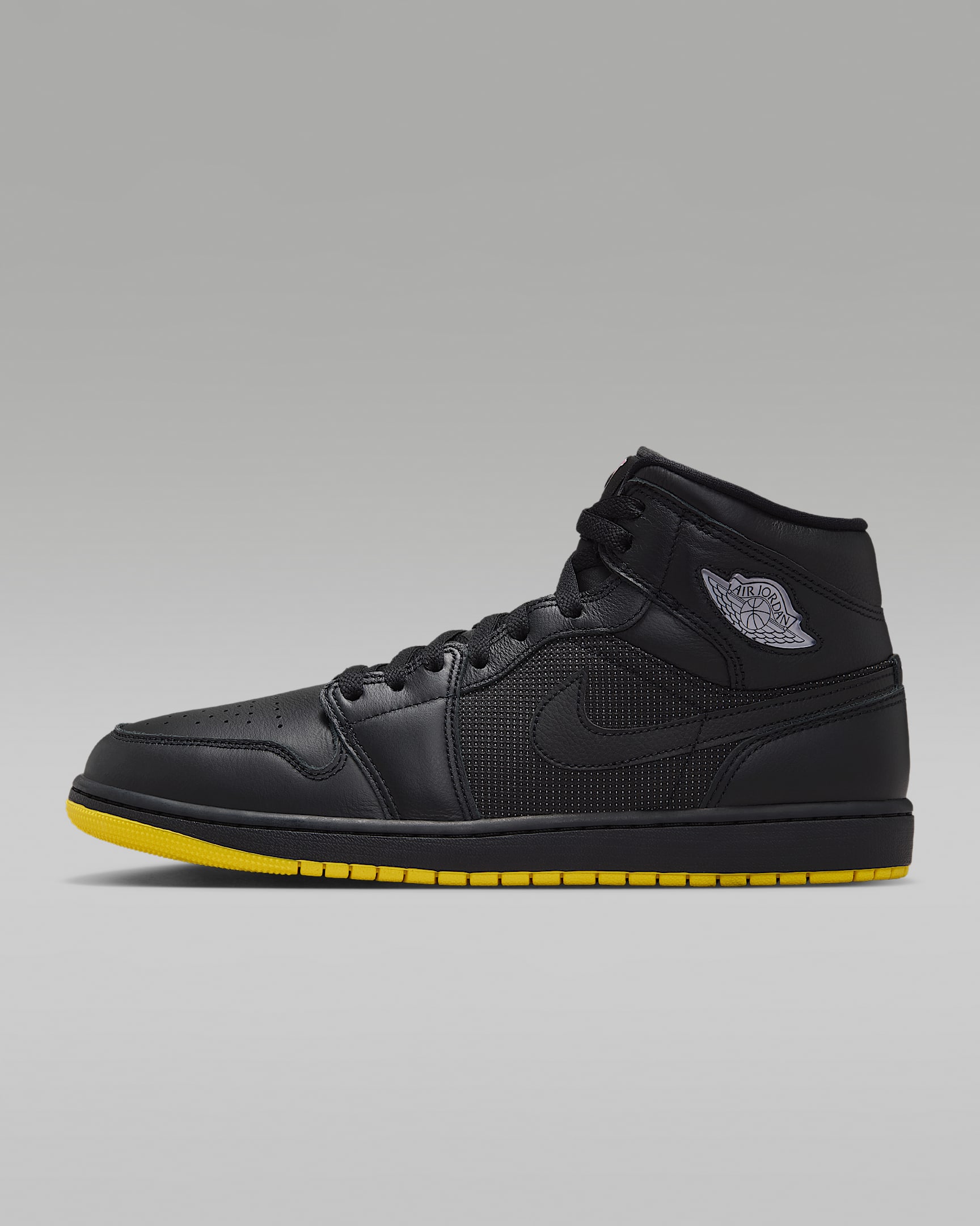 Air Jordan 1 Mid SE Schuh (Herren) – Schwarz/Opti Yellow/Silber