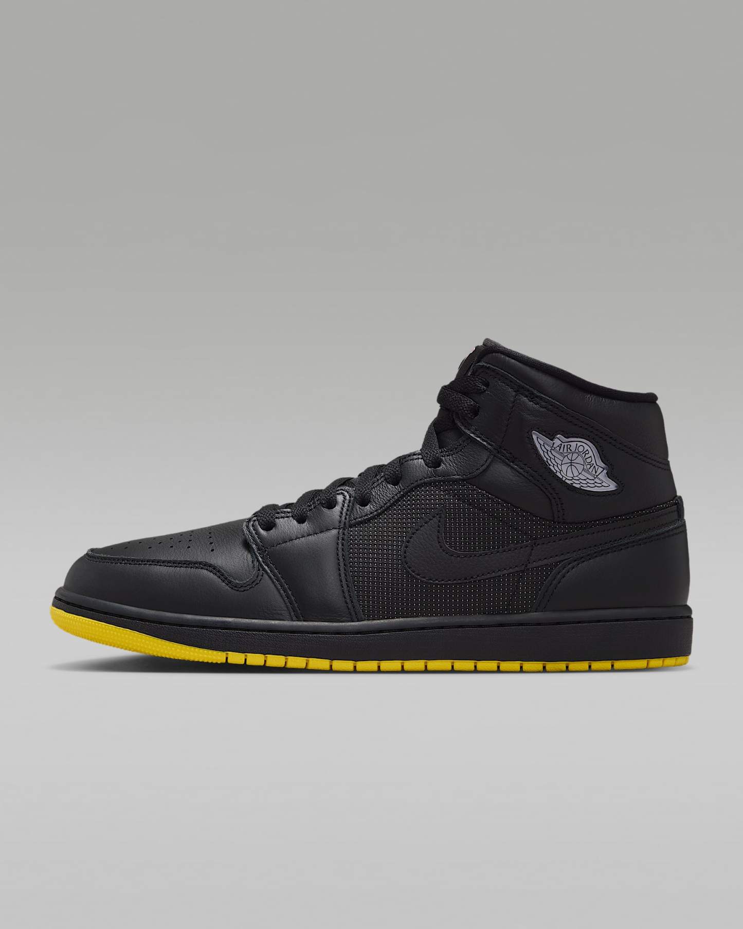 Air Jordan 1 Mid SE Schuh (Herren) – Schwarz/Opti Yellow/Silber