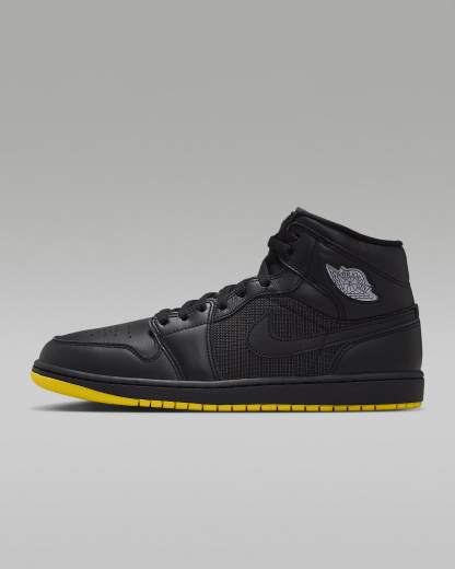 Air Jordan 1 Mid SE Schuh (Herren) – Schwarz/Opti Yellow/Silber