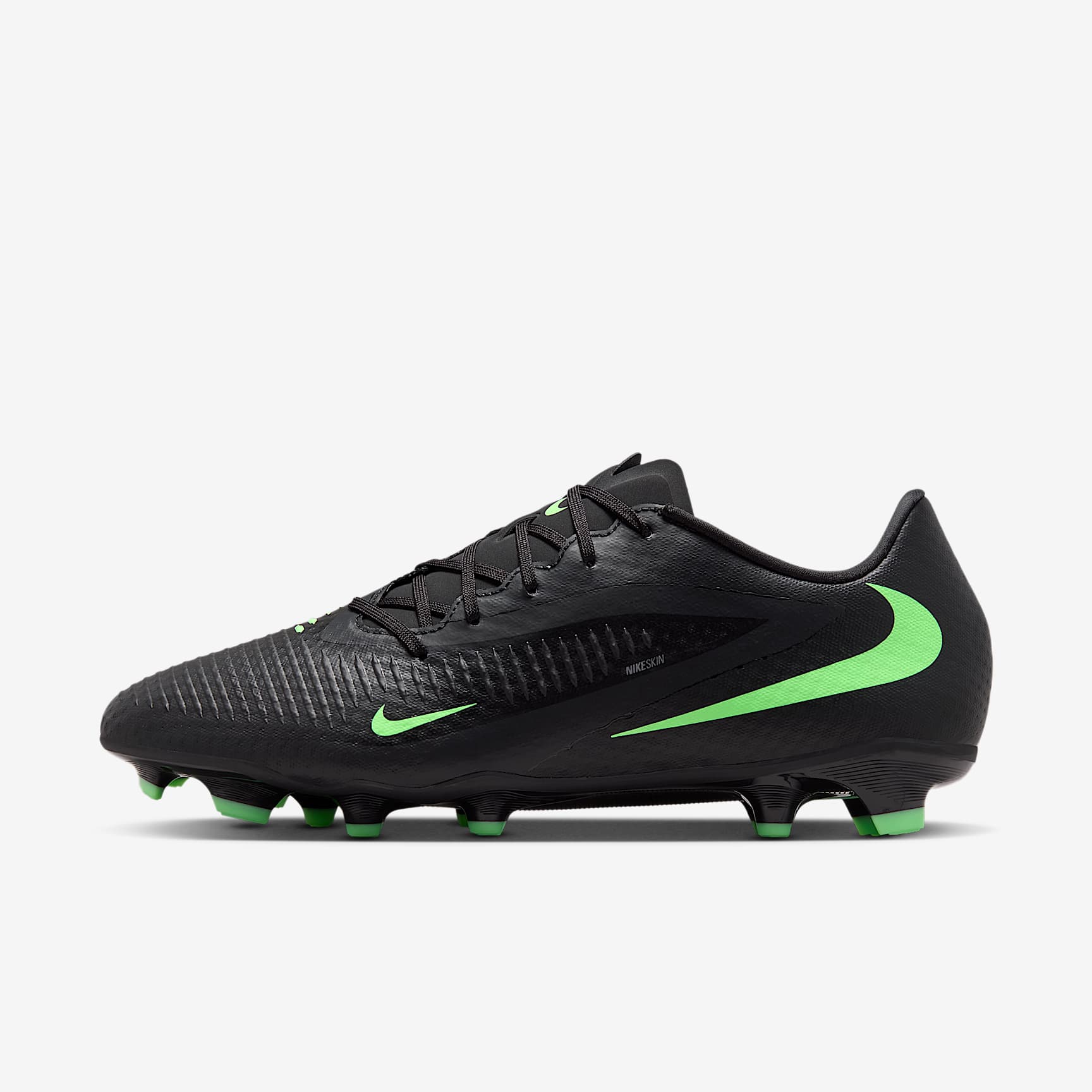 Nike Phantom 6 Low Academy Fußballschuh für verschiedene Böden – Schwarz/Schwarz/Illusion Green
