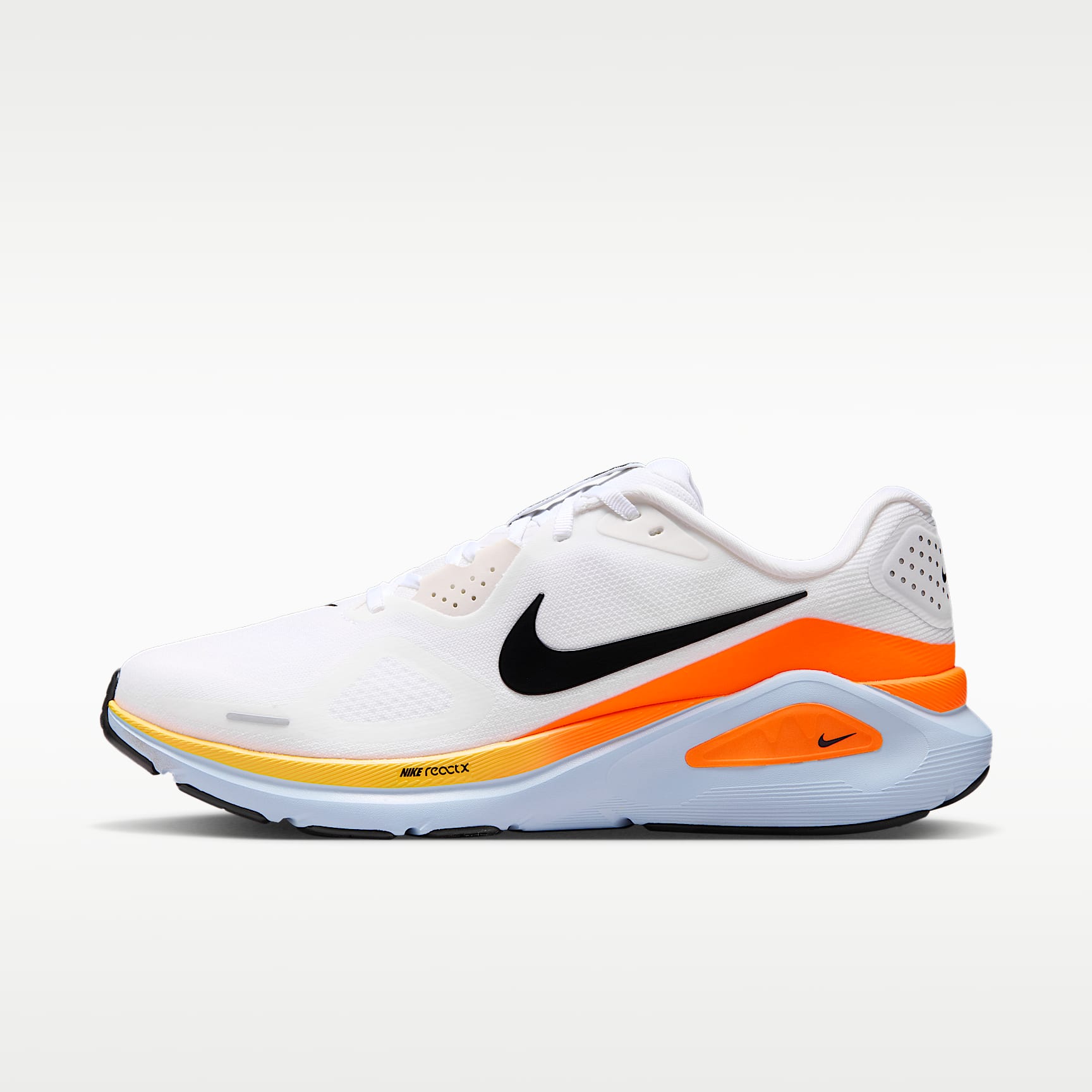 Nike Structure 26 Straßenlaufschuh (Herren) – Weiß/Hydrogen Blue/Total Orange/Schwarz