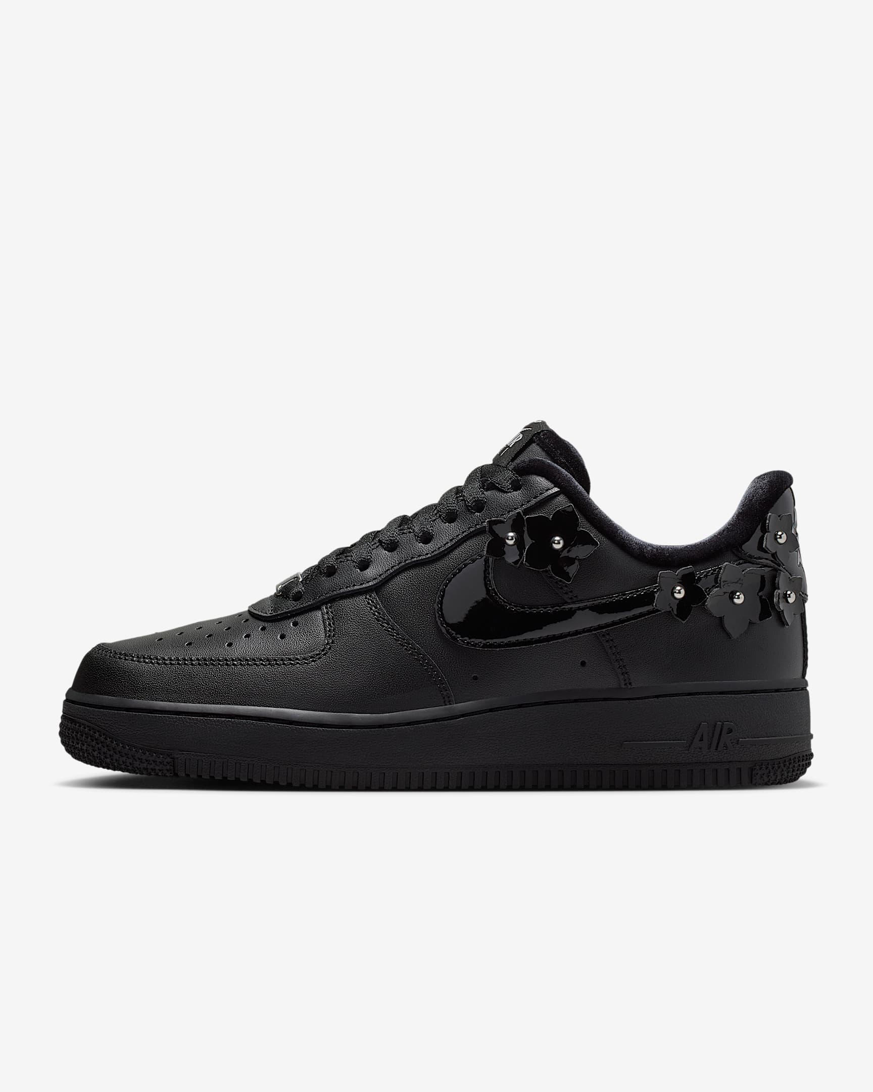 Nike Air Force 1 '07 "Florette" Schuh (Damen) – Schwarz/Off Noir/Metallic Silver/Schwarz