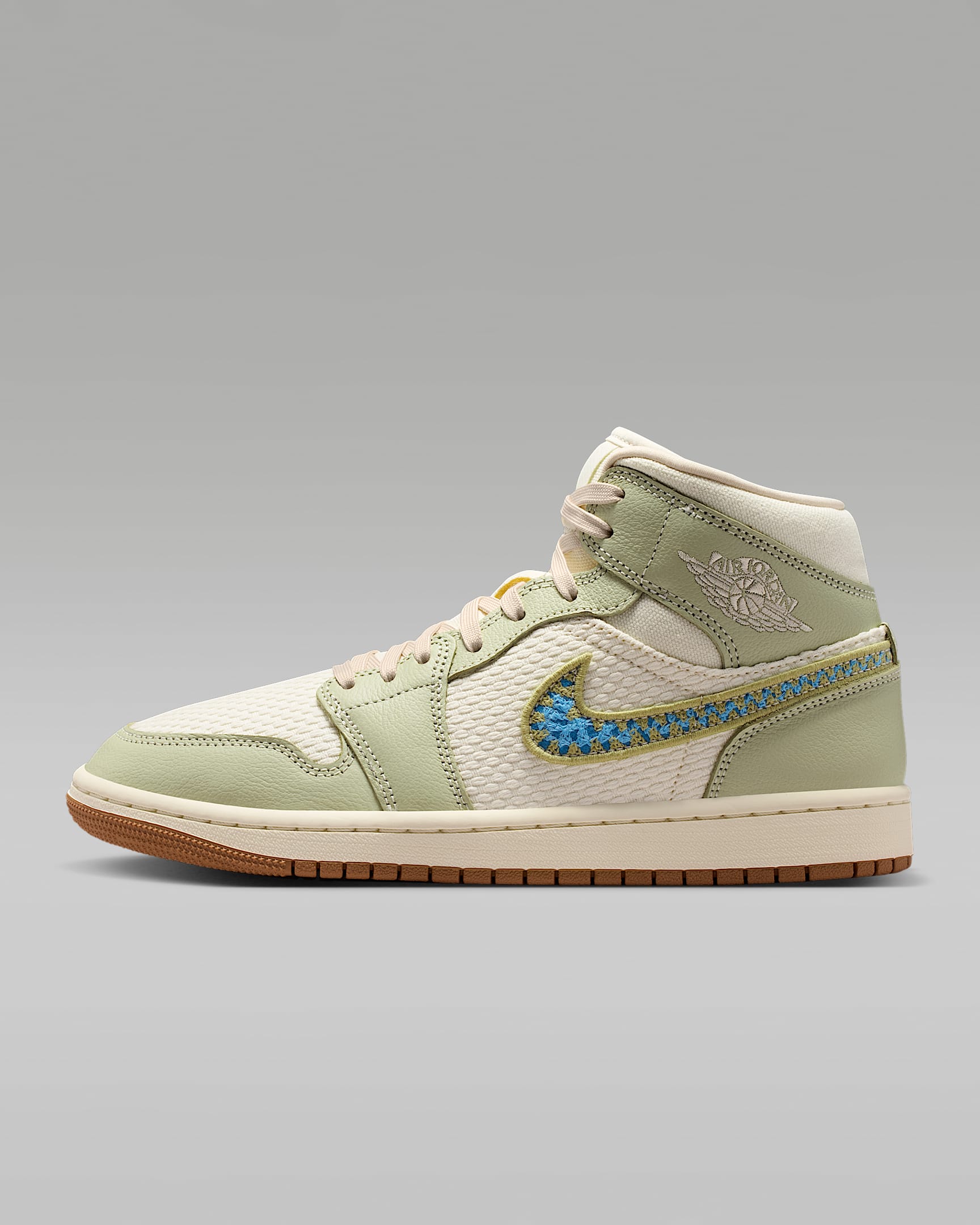 Air Jordan 1 Mid SE Schuh (Damen) – Olive Aura/Lawn/University Blue/Pearl White