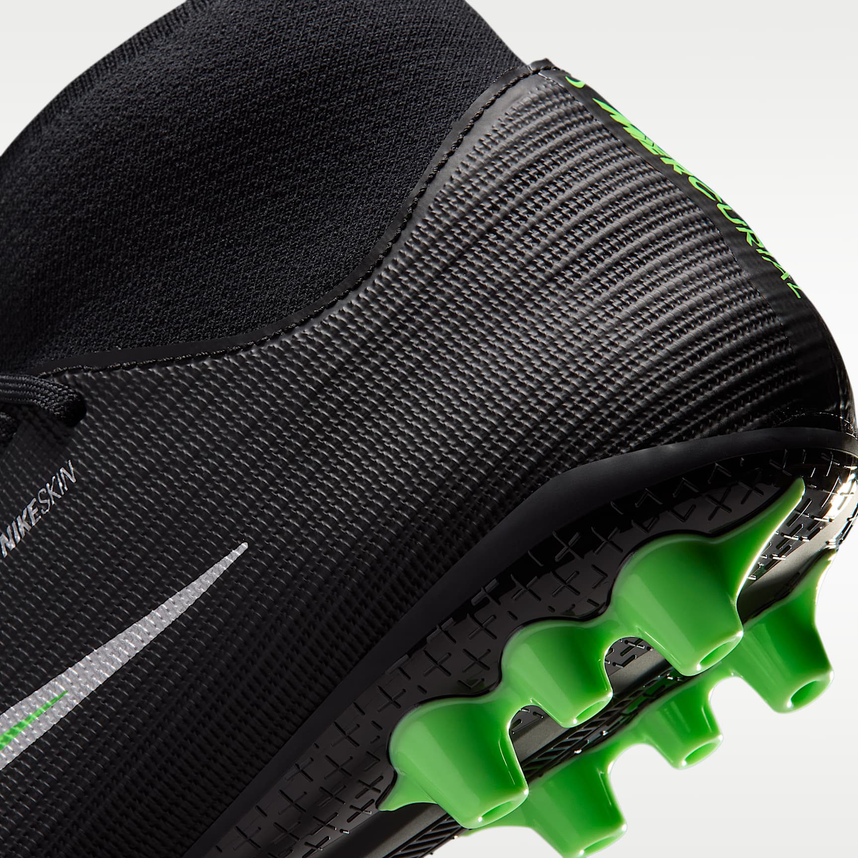 Nike Mercurial Superfly 11 Academy High-Top-Fußballschuh für Kunstrasen – Schwarz/Schwarz/Illusion Green