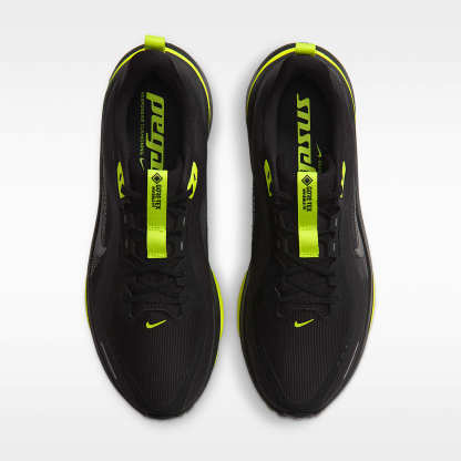 Nike Pegasus 42 GORE-TEX wasserdichter Straßenlaufschuh (Herren) – Schwarz/Lemon Venom/Metallic Dark Grey
