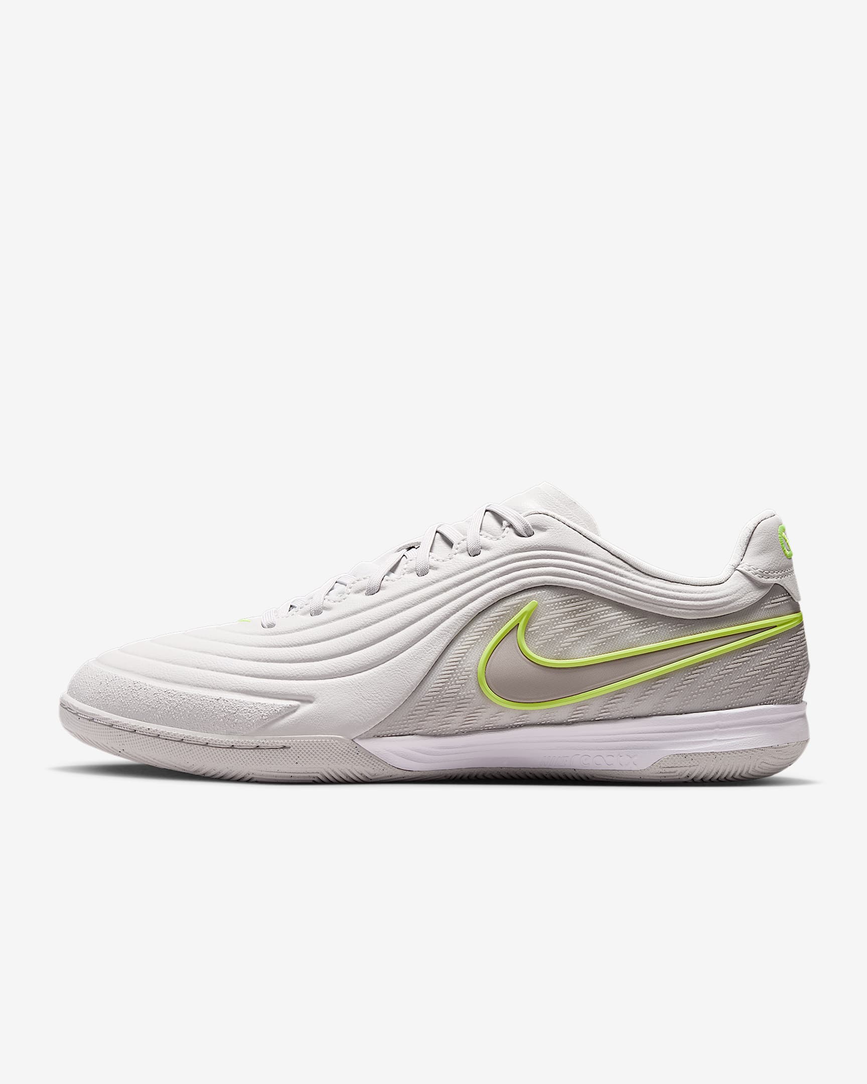 Nike Tiempo Reactgato Low Top Fußballschuh für Hallen- und Hartplätze – Vast Grey/Lemon Venom/Moon Particle