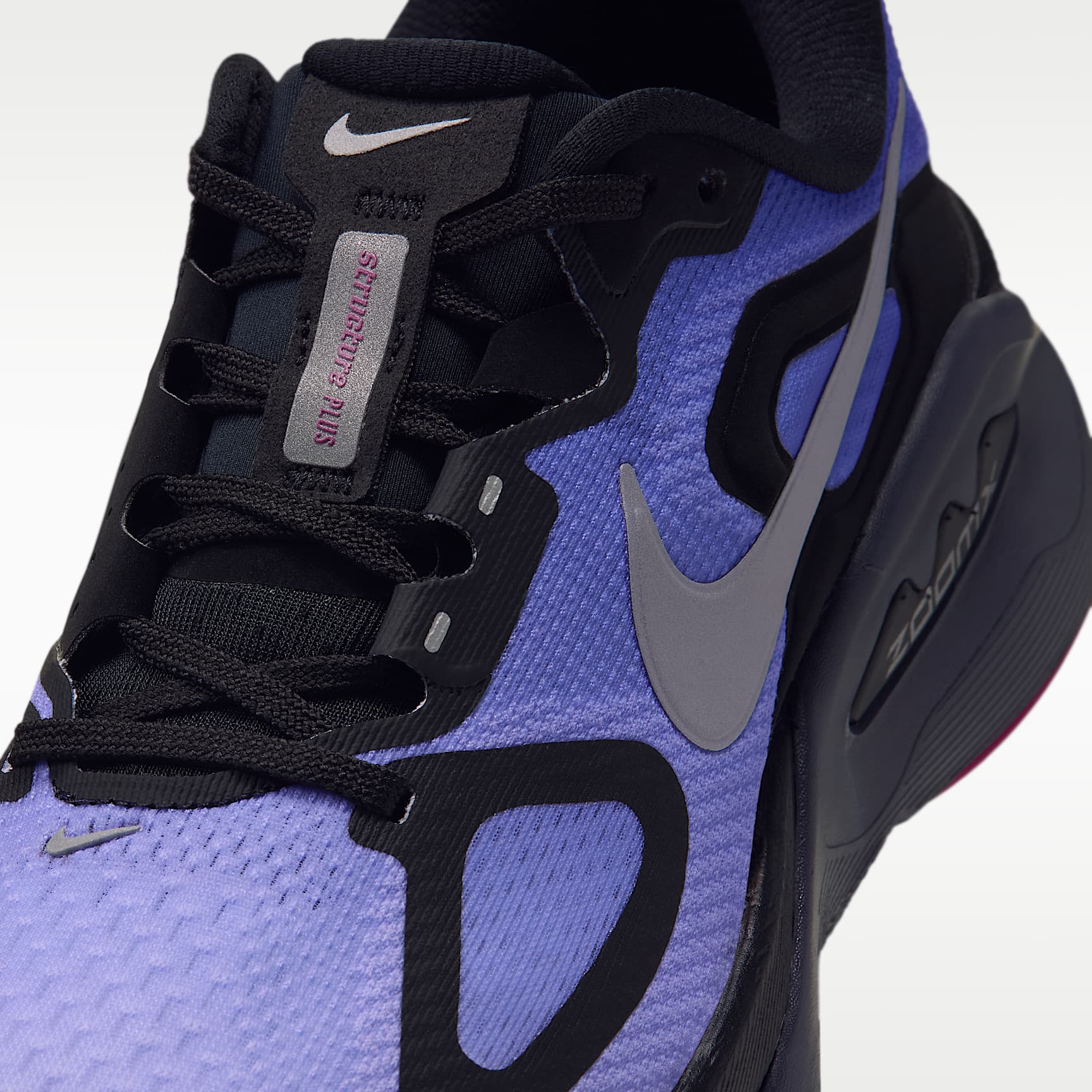 Nike Structure Plus Straßenlaufschuh (Damen) – Schwarz/Persian Violet/Purple Pulse/Metallic Silver