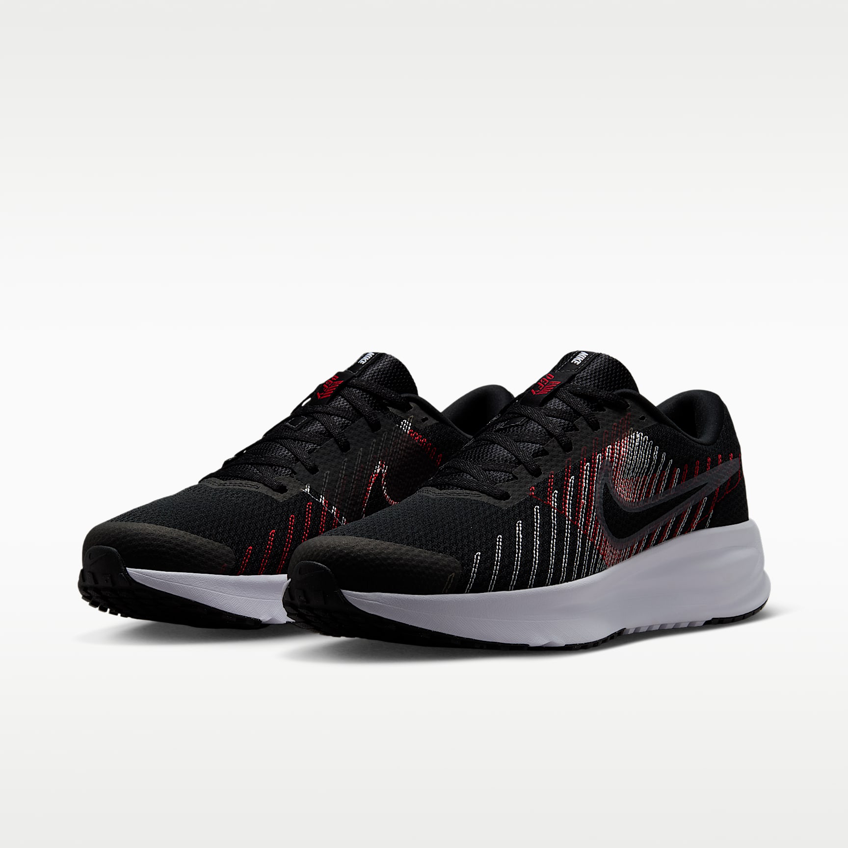 Nike Run Defy Straßenlaufschuh (Herren) – Schwarz/University Red/Weiß/Cool Grey