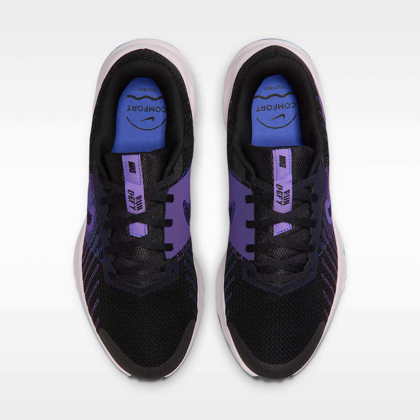 Nike Run Defy Straßenlaufschuh (Damen) – Schwarz/Bright Violet/Sapphire/Schwarz