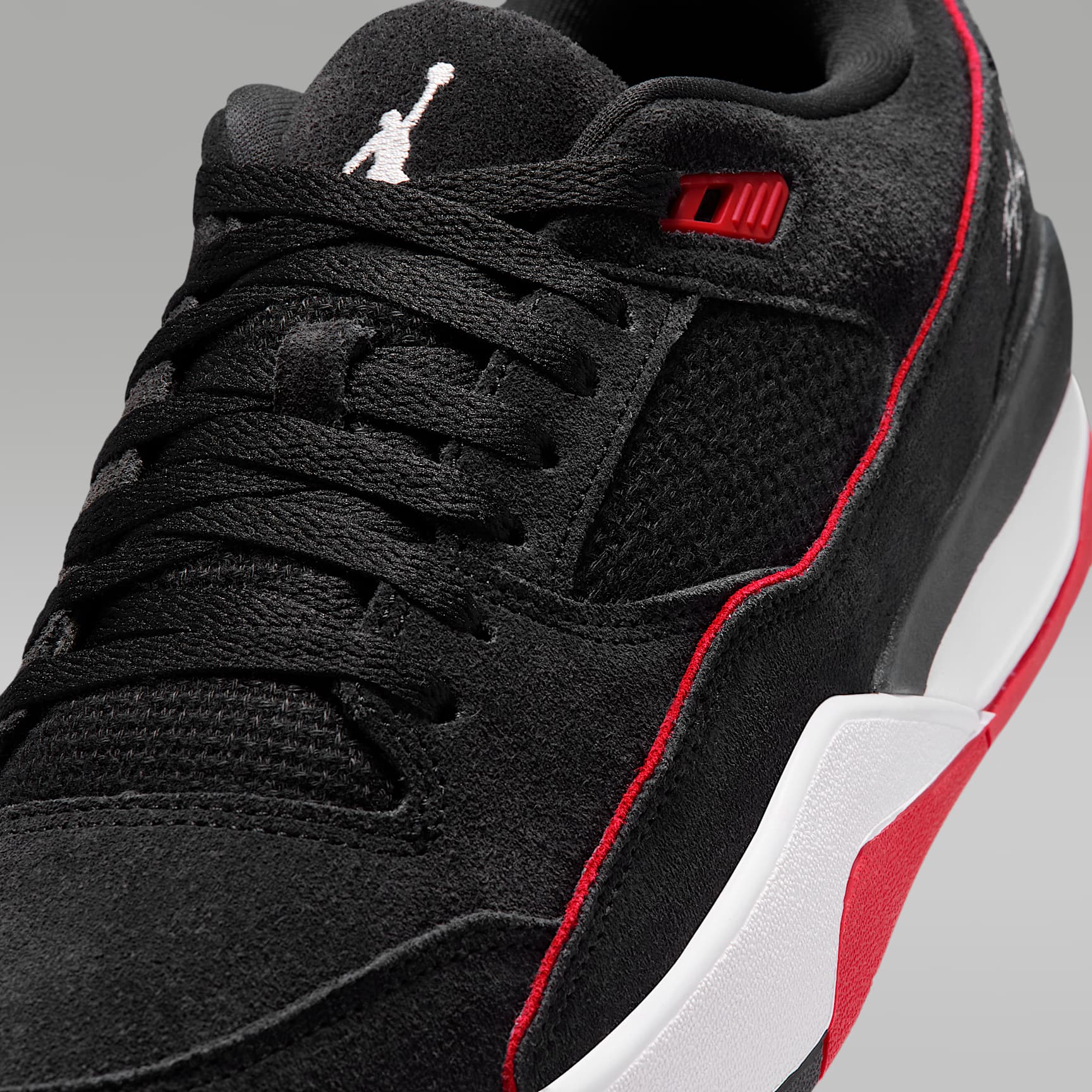 Jordan Flight Court Schuh (Herren) – Schwarz/University Red/Weiß