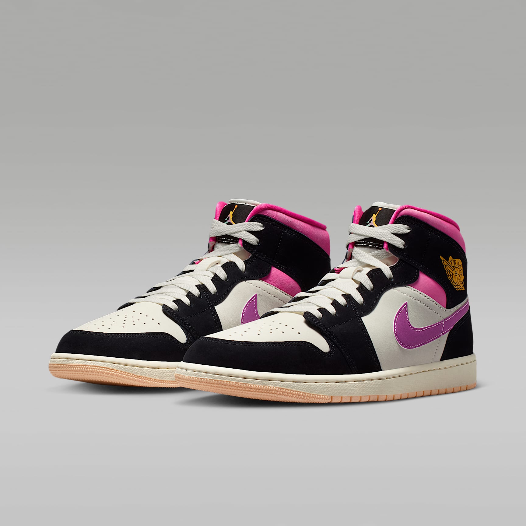 Air Jordan 1 Mid SE Schuh (Herren) – Schwarz/Sail/Pinksicle/University Gold