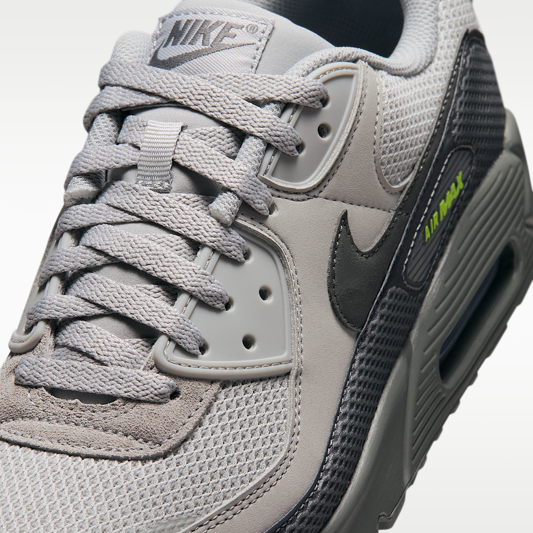 Nike Air Max 90 Premium Schuh (Herren) – Light Smoke Grey/Smoke Grey/Volt/Iron Grey