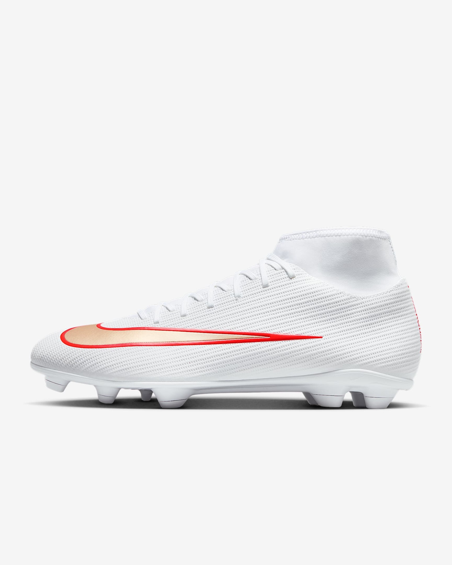 Nike Mercurial Superfly 11 Club High-Top-Fußballschuh für verschiedene Böden – Weiß/Bright Crimson/Blur
