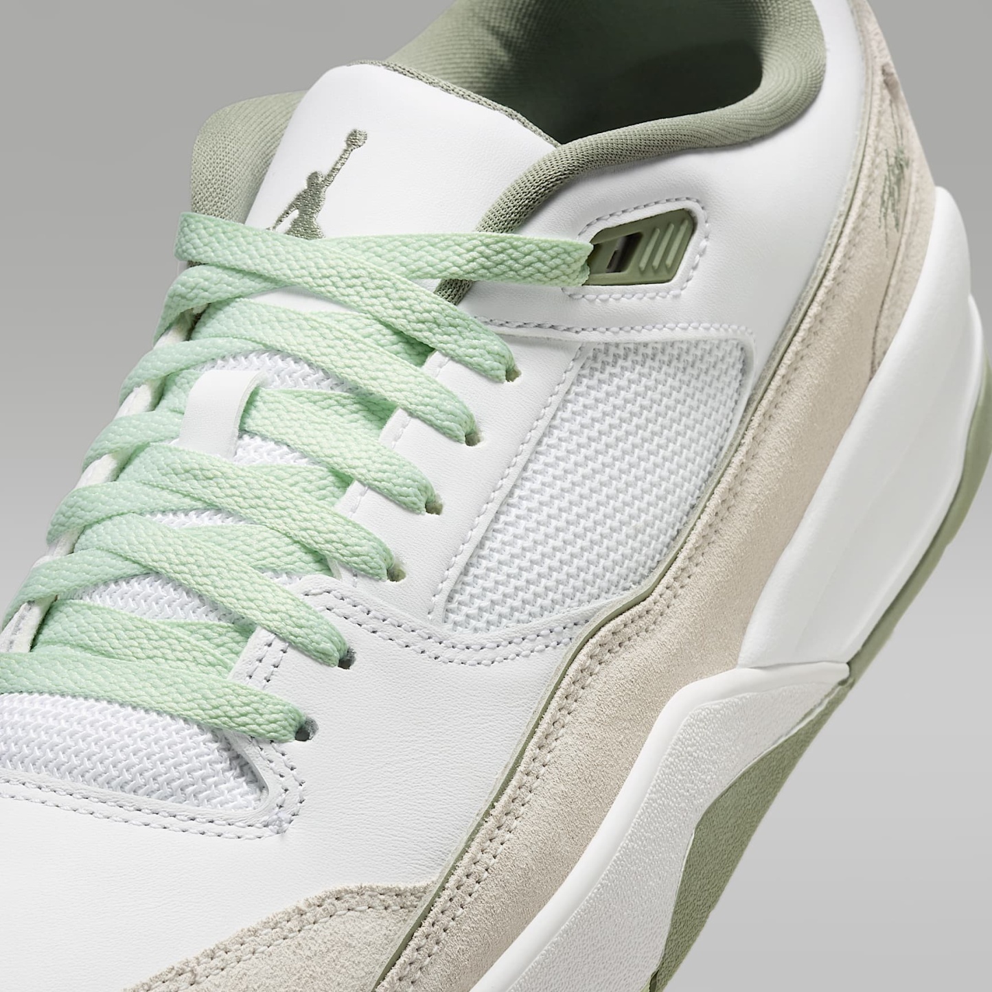 Jordan Flight Court Schuh (Herren) – Weiß/Swan/Jade Stone/Vintage Lichen