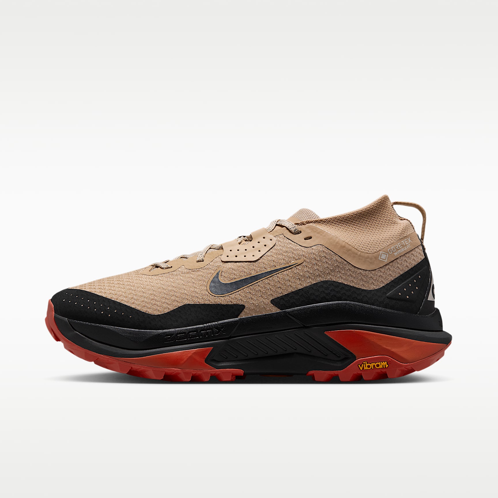 ACG Zegama Trail GORE-TEX wasserdichter Traillaufschuh (Herren) – Linen/Light Crimson/Light Orewood Brown/Schwarz