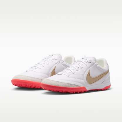 Nike Tiempo Ligera Pro Low-Top-Fußballschuh für Turf – Weiß/Bright Crimson/Blur