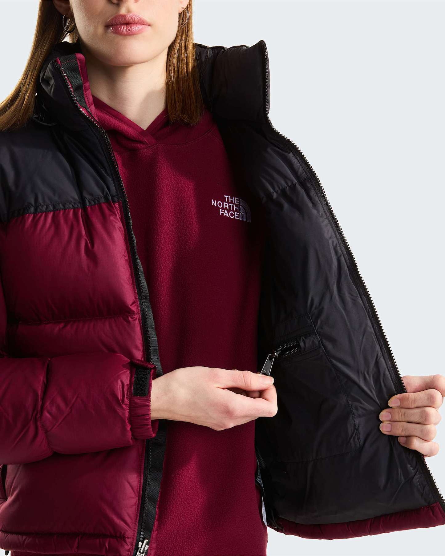1996 Retro Nuptse Jacke für Damen – Burgundy Crush-TNF Black
