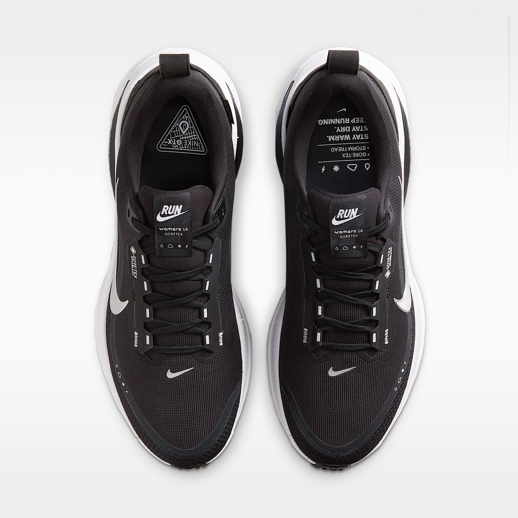 Nike Vomero 18 GORE-TEX wasserdichter Straßenlaufschuh mit reflektierenden Akzenten (Herren) – Schwarz/Anthracite/Weiß/Metallic Silver