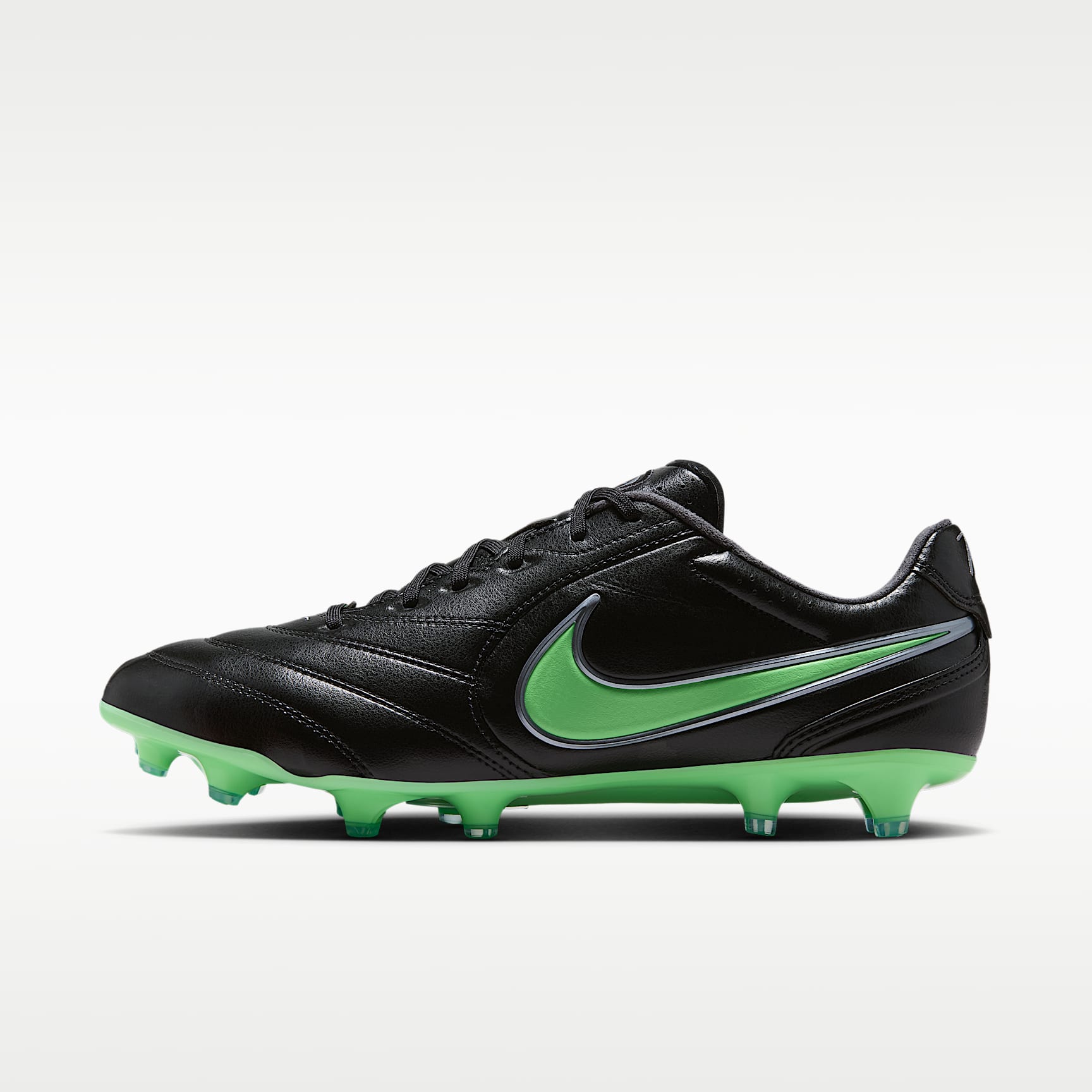 Nike Tiempo Ligera Pro Low-Top-Fußballschuh für normalen Rasen – Schwarz/Schwarz/Illusion Green