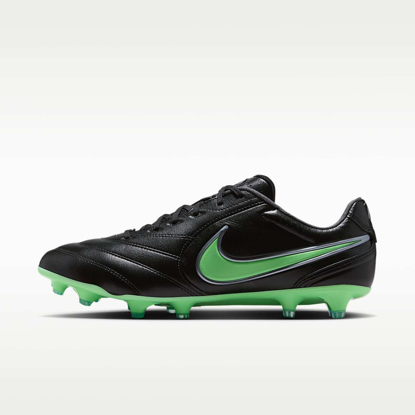 Nike Tiempo Ligera Pro Low-Top-Fußballschuh für normalen Rasen – Schwarz/Schwarz/Illusion Green