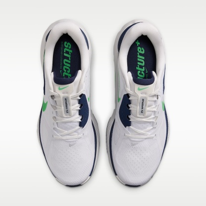 Nike Structure Plus Straßenlaufschuh (Herren) – Weiß/Midnight Navy/Summit White/Green Spark
