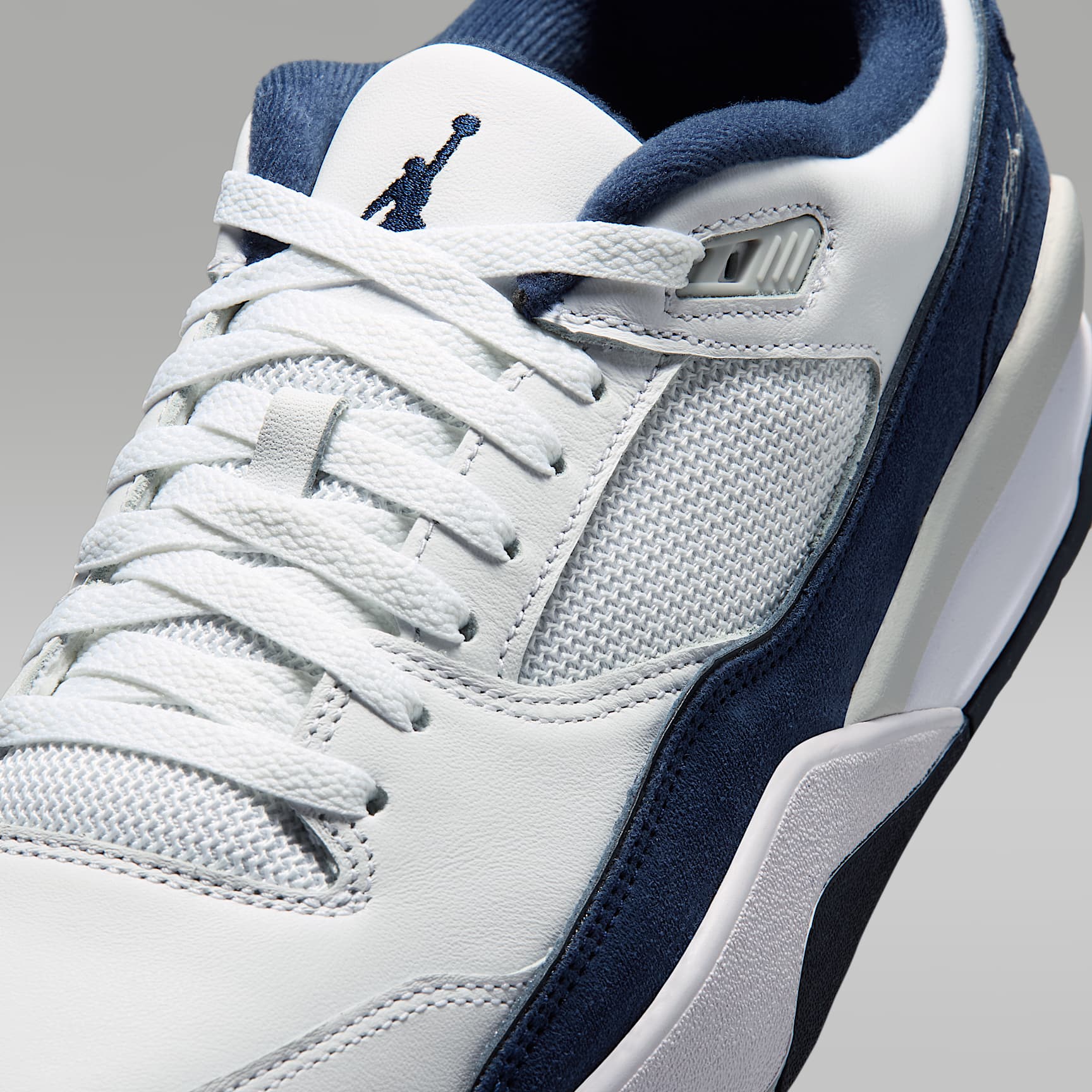 Jordan Flight Court Schuh (Herren) – Weiß/Light Smoke Grey/Obsidian/College Navy