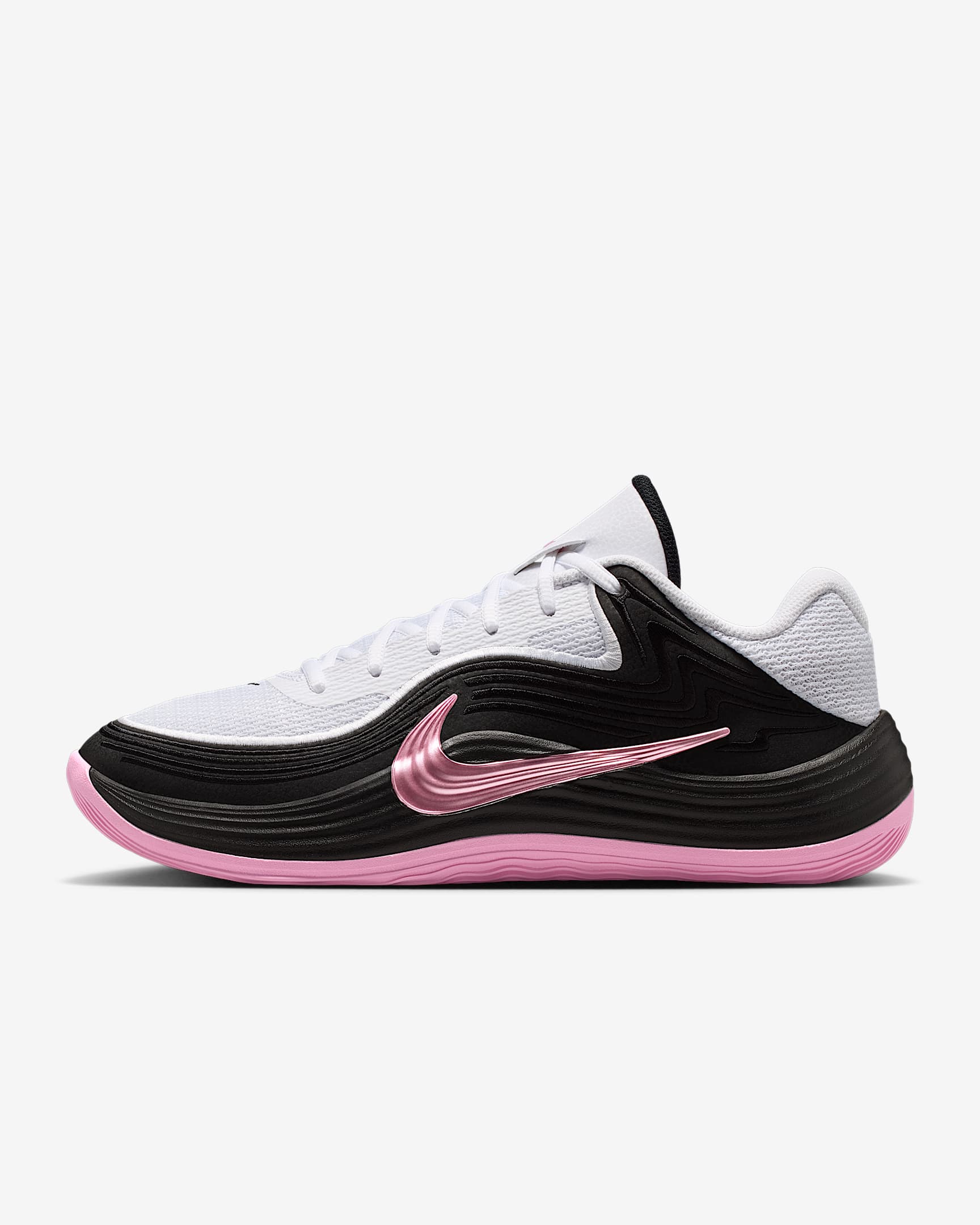 Nike Precision 8 Low Basketballschuh (Herren) – Weiß/Schwarz/Pink Rise/Pink Rise